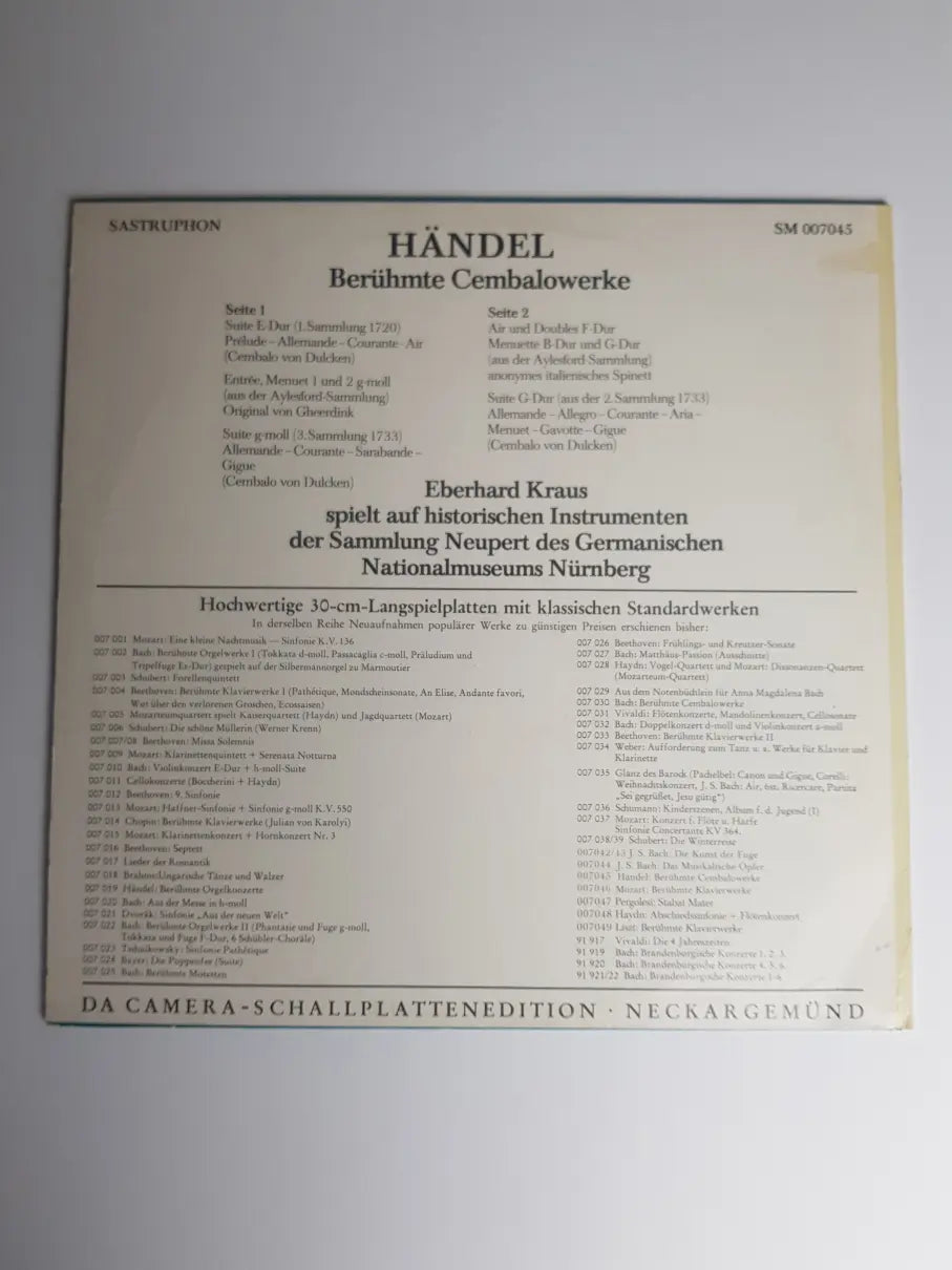 Händel, Eberhard Kraus – Berühmte Cembalowerke