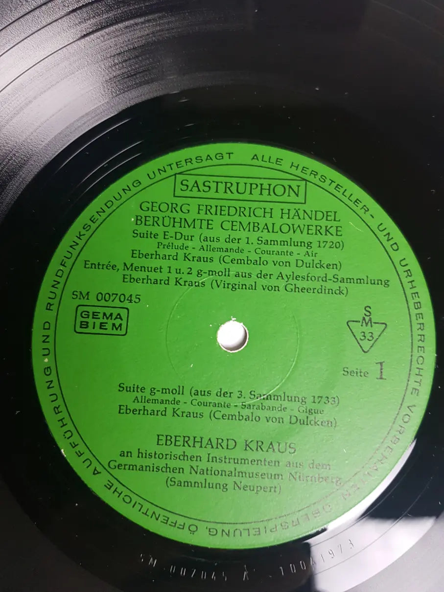 Händel, Eberhard Kraus – Berühmte Cembalowerke