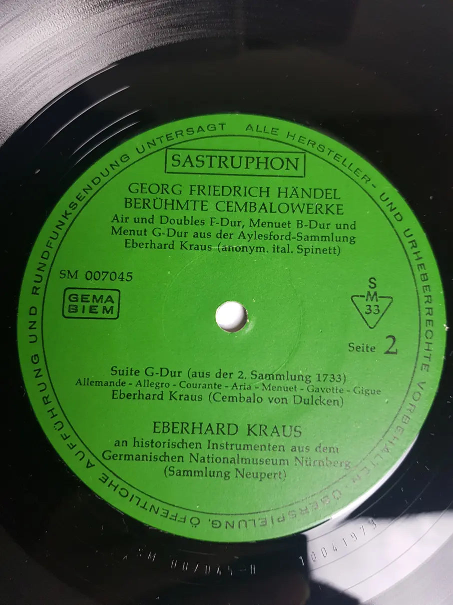 Händel, Eberhard Kraus – Berühmte Cembalowerke