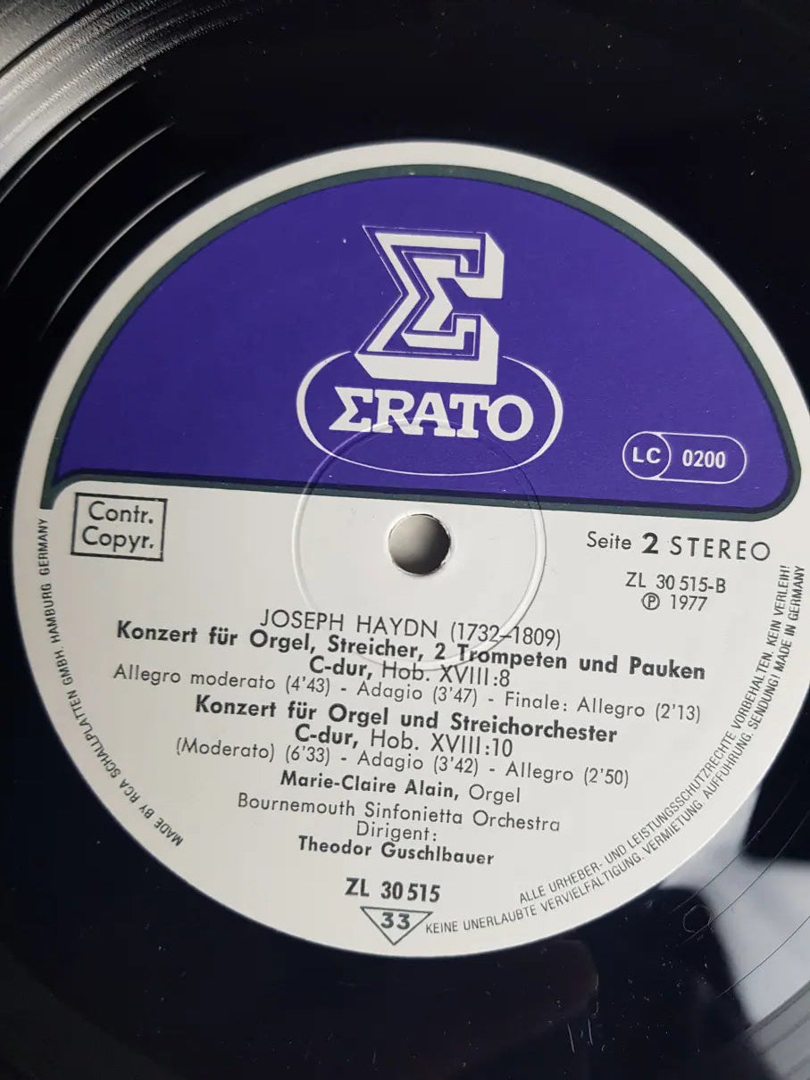 Joseph Haydn, Marie-Claire Alain, Bournemouth Sinfonietta Orchestra, Theodor Guschlbauer – Drei Orgelkonzerte