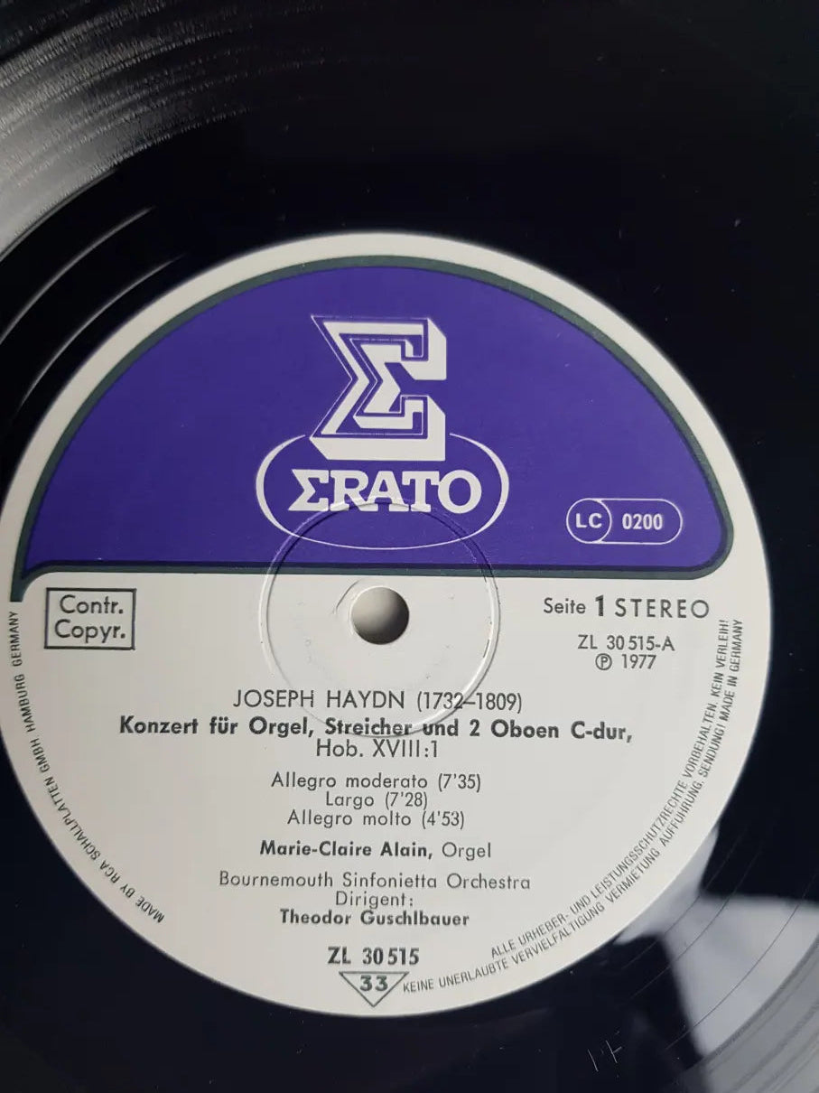 Joseph Haydn, Marie-Claire Alain, Bournemouth Sinfonietta Orchestra, Theodor Guschlbauer – Drei Orgelkonzerte