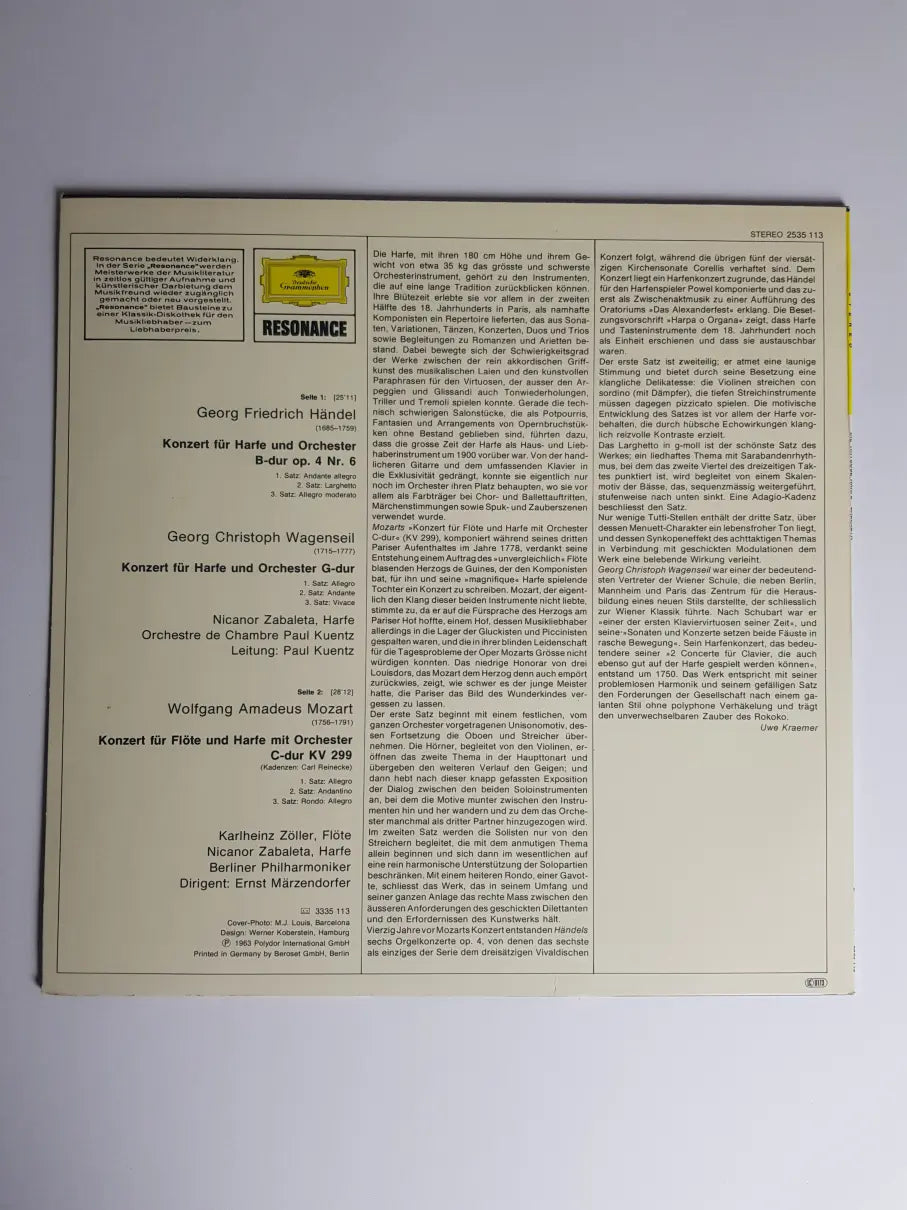 Nicanor Zabaleta · Händel · Wagenseil · Mozart – Harfenkonzerte