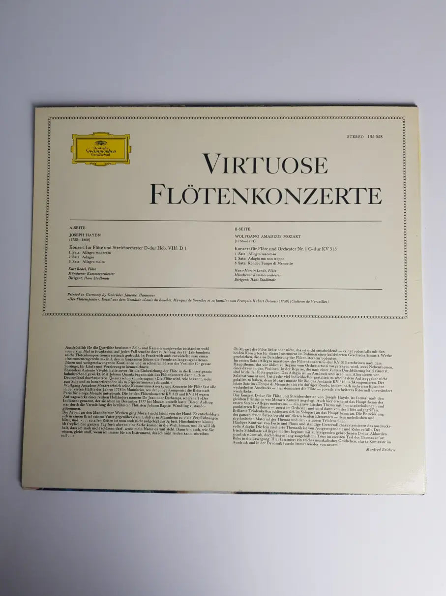 Haydn, Mozart, Kurt Redel, Hans-Martin Linde, Münchener Kammerorchester, Hans Stadlmair – Virtuose Flötenkonzerte (Konzert D-dur, Hob. VIIf: D1 / Konzert Nr.1 G-dur, KV 313)