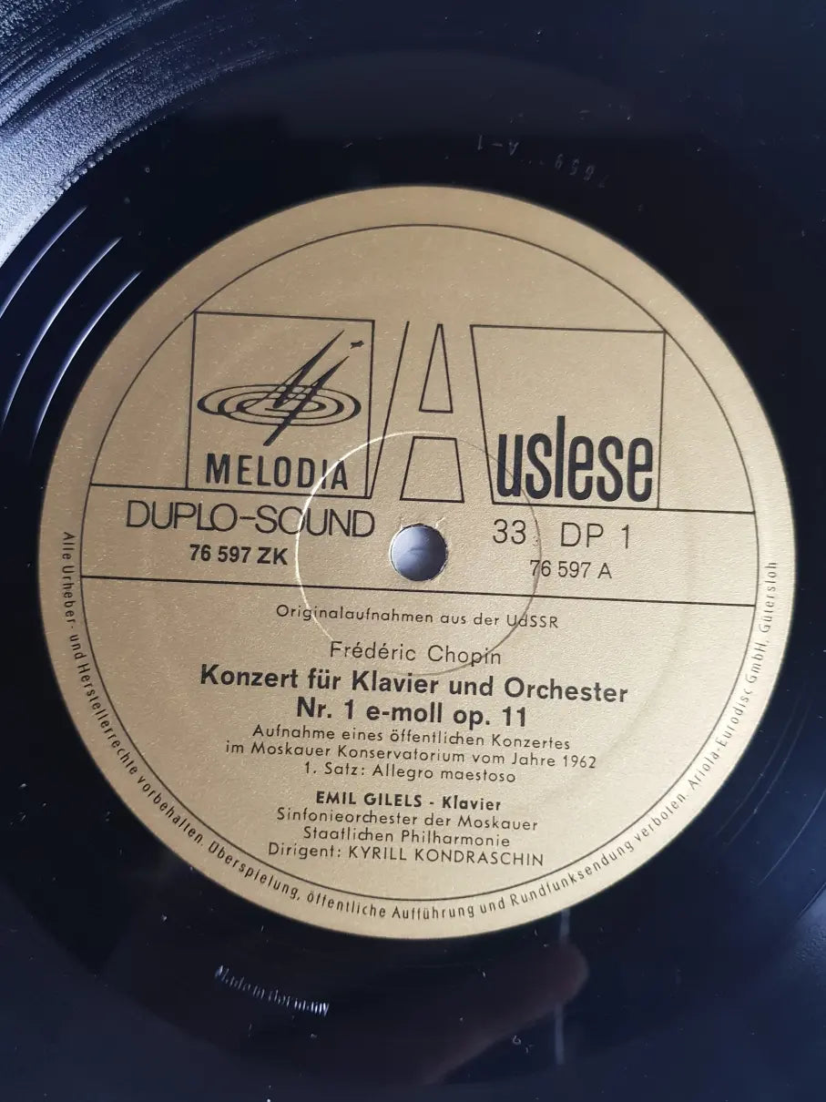 Frederic Chopin, Emil Gilels, Sinfonieorchester Der Moskauer Staatlichen Philharmonie Dirigent Kyrill Kondraschin – Klavierkonzert Nr. 1 E-moll Op.11