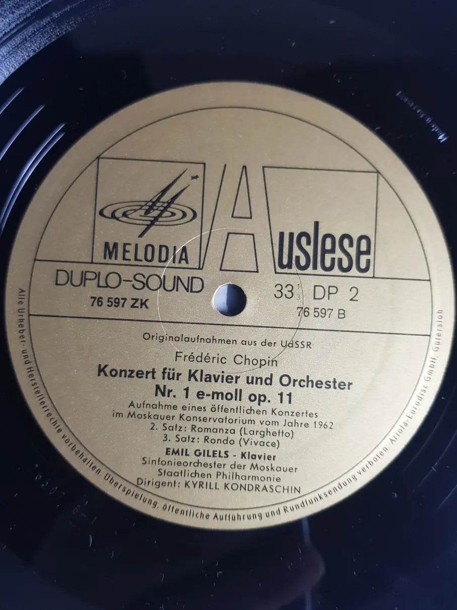 Frederic Chopin, Emil Gilels, Sinfonieorchester Der Moskauer Staatlichen Philharmonie Dirigent Kyrill Kondraschin – Klavierkonzert Nr. 1 E-moll Op.11