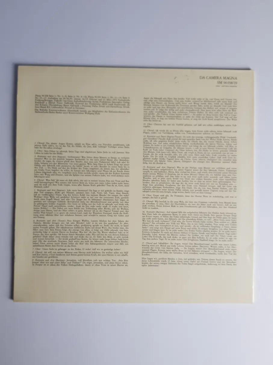 Carl Heinrich Graun, Nobuko Gamo-Yamamoto, Martin Gotthard Schneider – Der Tod Jesu. Passionoratorium Für Soli, Chor Und Orchester