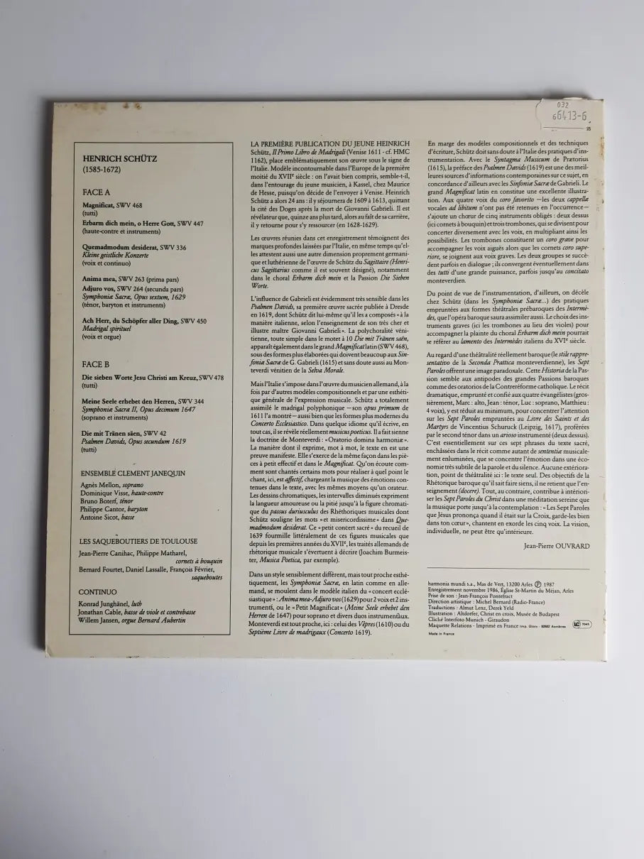 Schütz - Ensemble Clément Janequin, Les Saqueboutiers De Toulouse – Die Sieben Worte Jesu Christi Am Kreuz = Les Sept Paroles Du Christ En Croix = The Seven Words Of Jesus Christ On The Cross