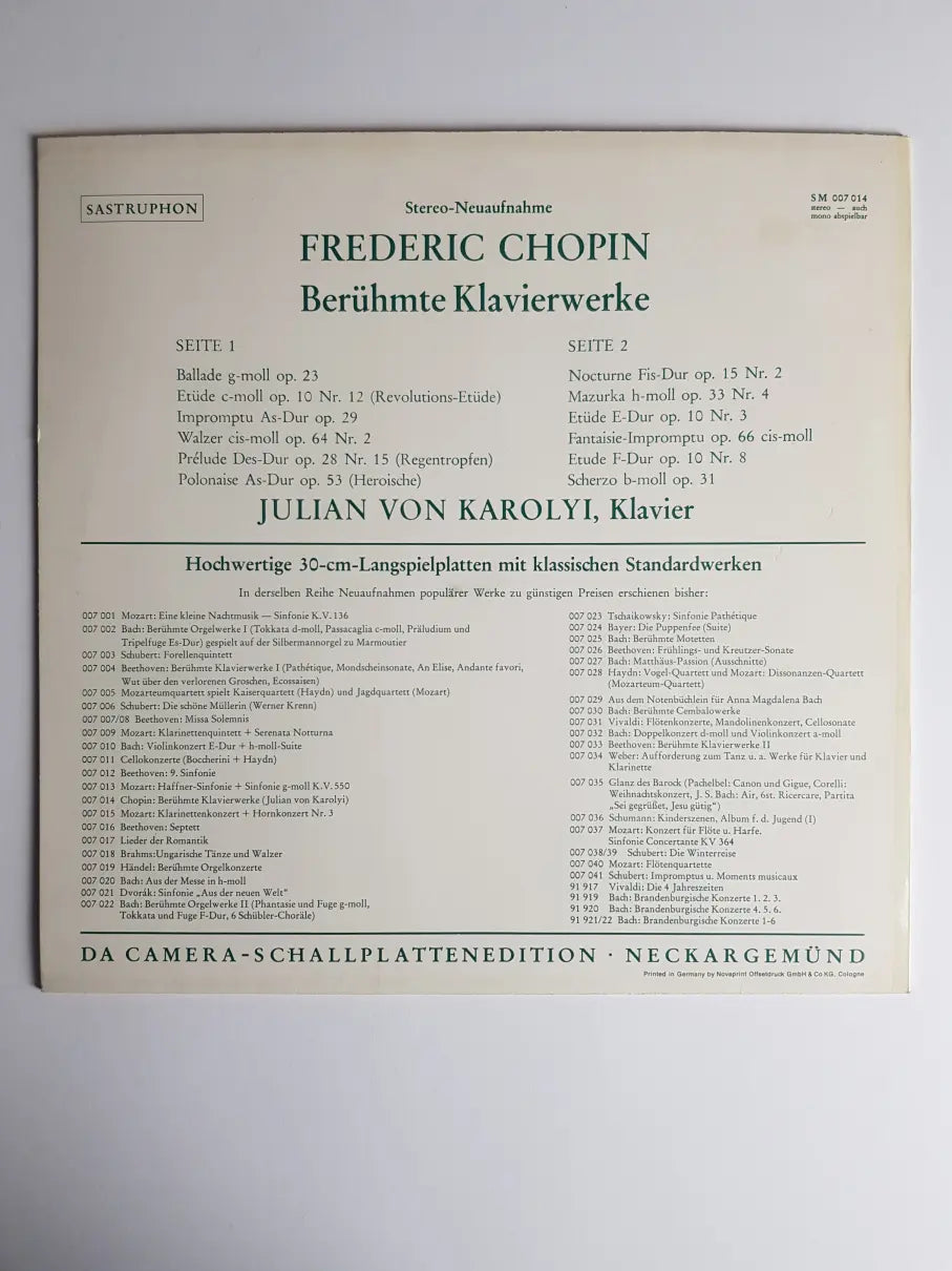 Frederic Chopin - Julian Von Karolyi – Berühmte Klavierwerke