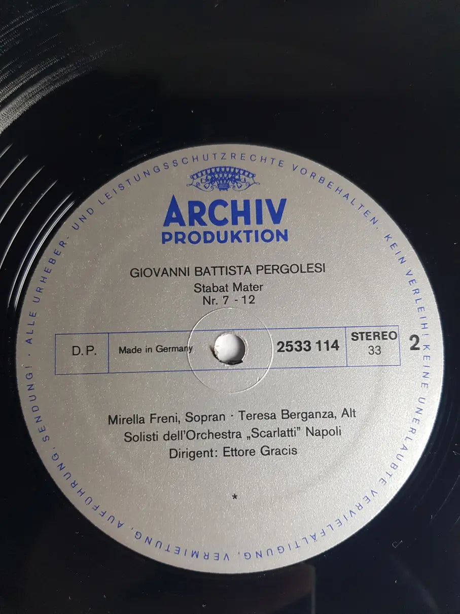 Giovanni Battista Pergolesi - Mirella Freni • Teresa Berganza, Solisti Dell'Orchestra «Scarlatti» Napoli, Ettore Gracis – Stabat Mater