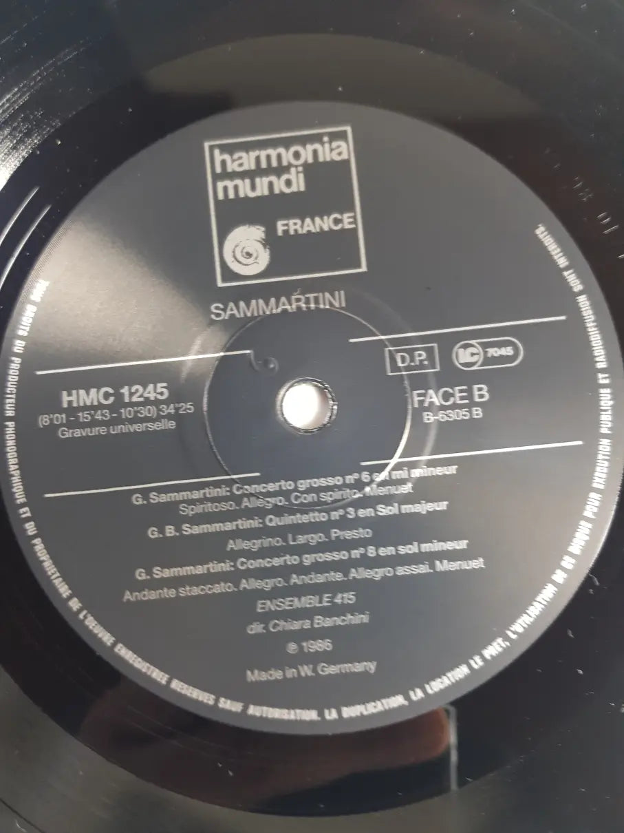 Giovanni Sammartini, Giuseppe Sammartini, Chiara Banchini, Ensemble 415 – Concerti & Sinfonie