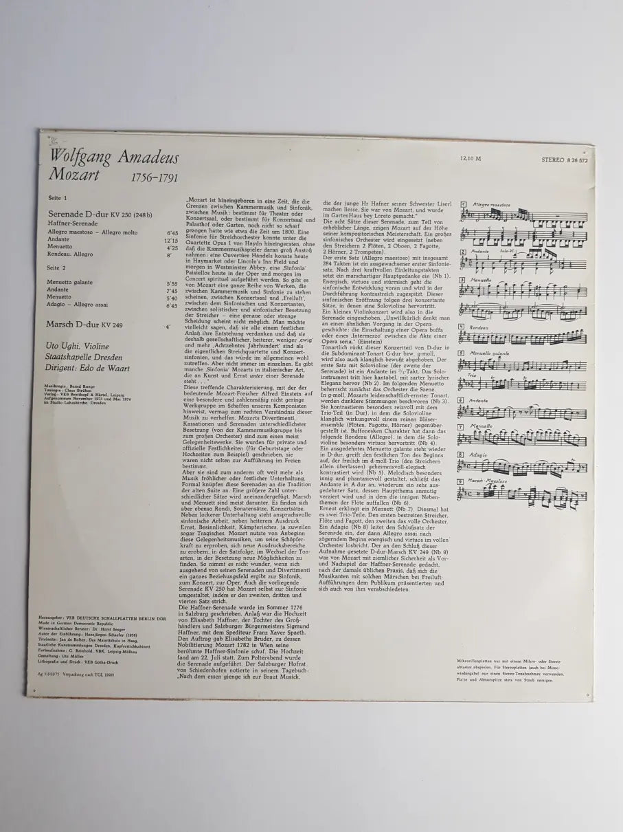 Mozart Edo de Waart Staatskapelle Dresden Serenade D-dur KV250, Haffner Serenade