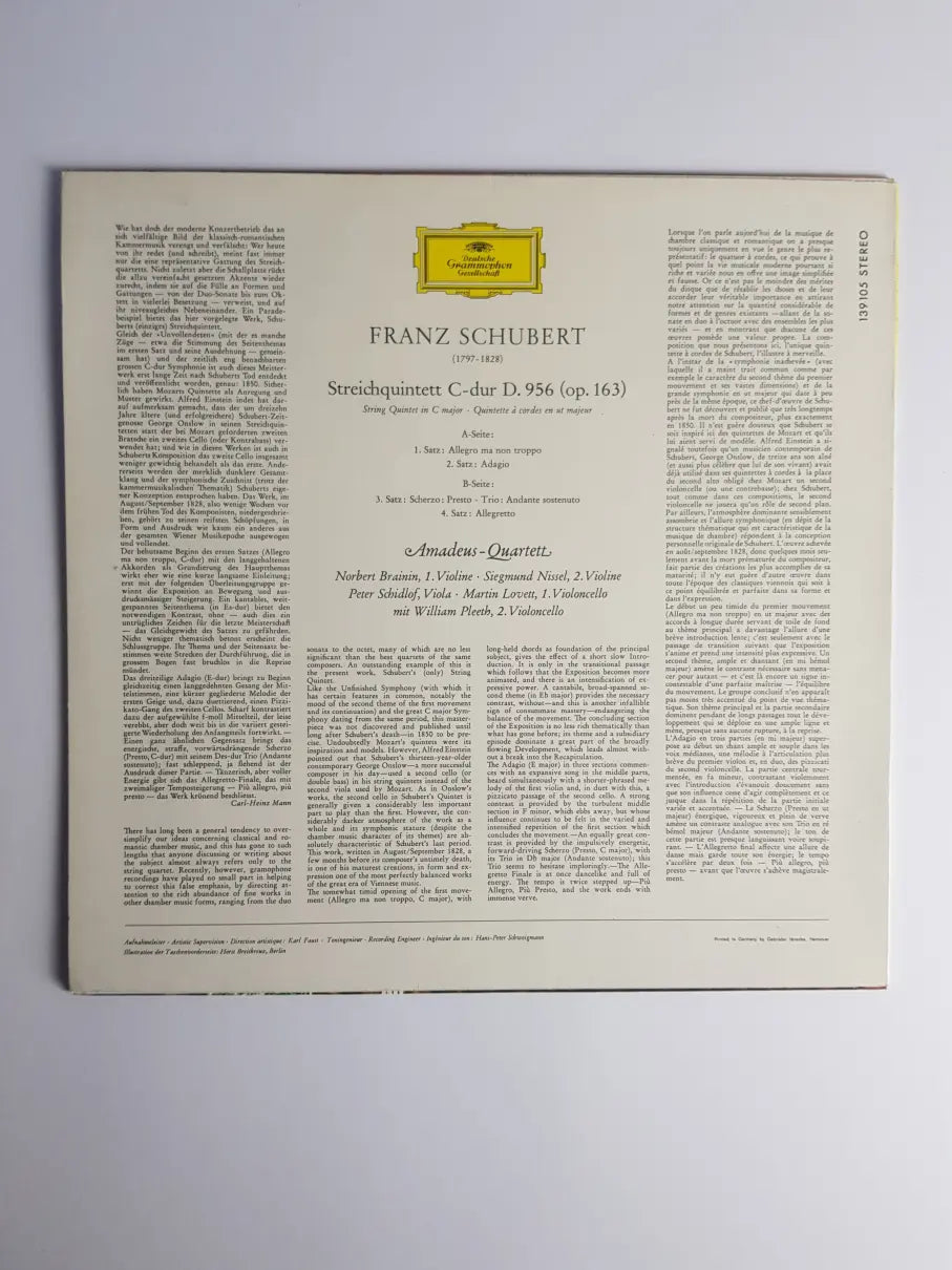 Schubert - Amadeus-Quartett • William Pleeth – Streichquintett C-dur