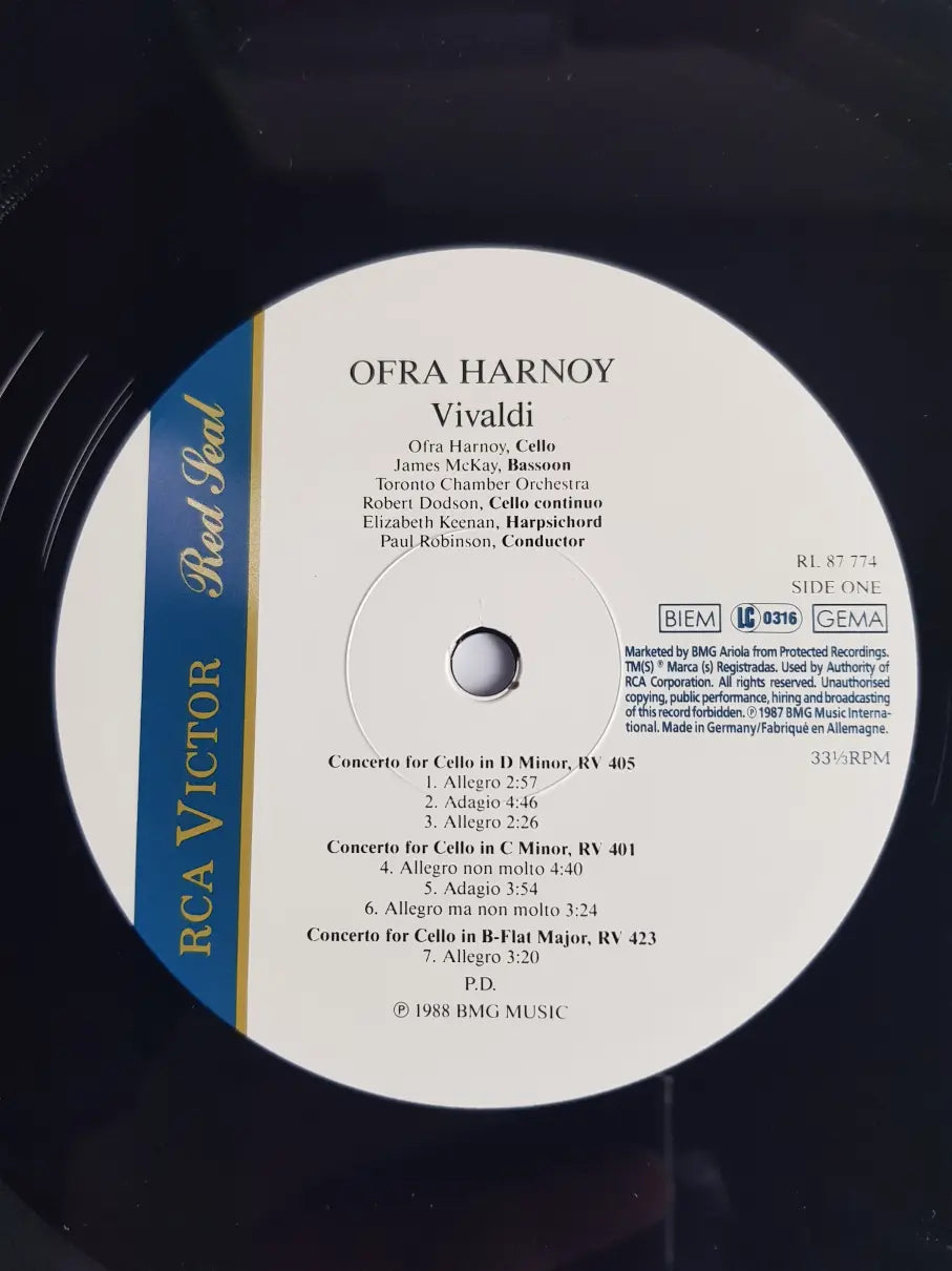 Ofra Harnoy, Vivaldi, Toronto Chamber Orchestra, Paul Robinson – Vivaldi Cello Concertos Col. 1
