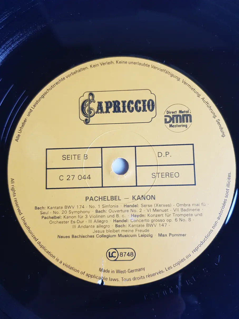 Neues Bachisches Collegium Musicum Leipzig · Pachelbel · J. S. Bach · Händel · Telemann · Haydn · Charpentier, Max Pommer – Pachelbel · Kanon · J. S. Bach · Händel · Telemann · Haydn · Charpentier · Neues Bachisches Collegium Musicum Leipzig · Max Pommer