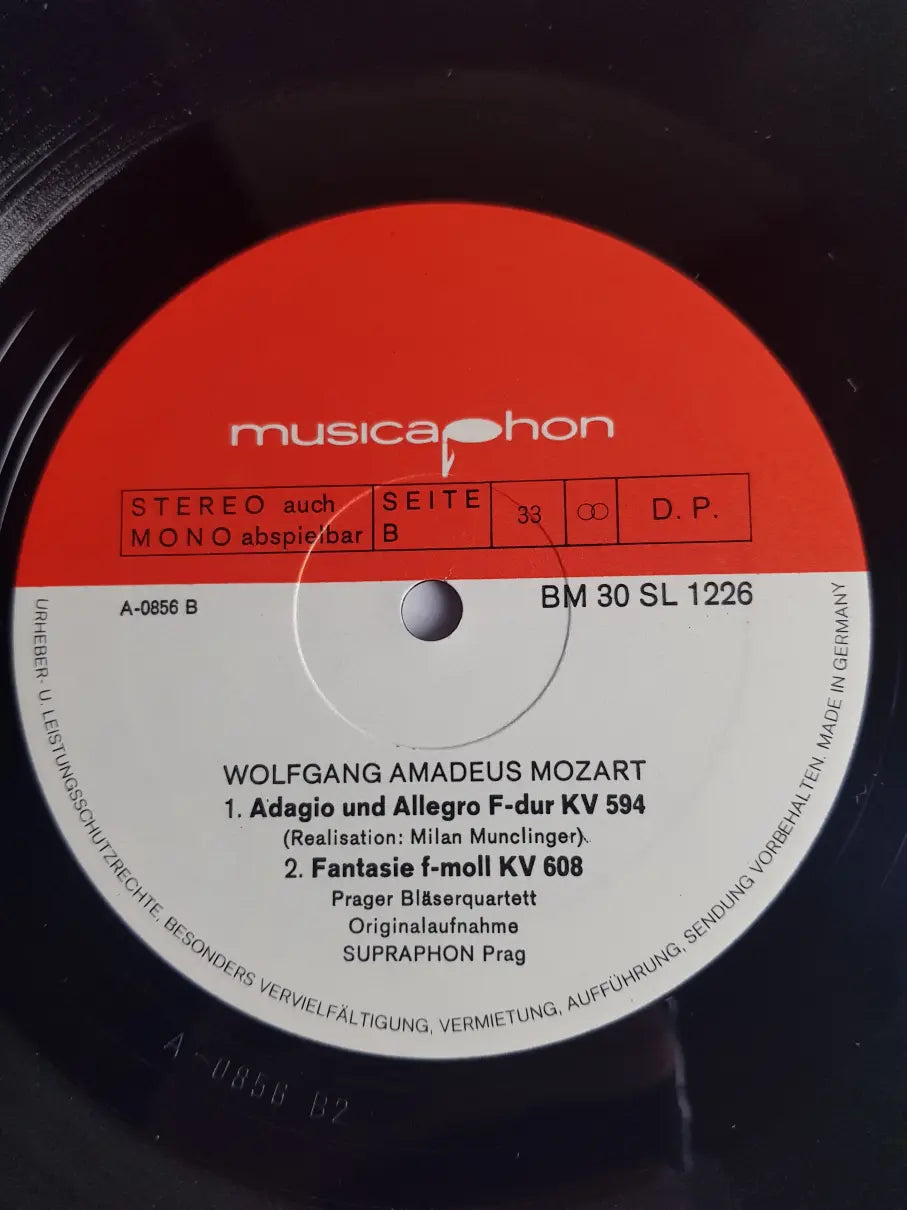 W. A. Mozart, Ars-Rediviva Ensemble, Prager Bläserquartett – Andante F-Dur KV 616 / Adagio Und Rondo C-Dur KV 616 / Adagio Und Allegro KV 594 / Fantasie F-Moll KV 608