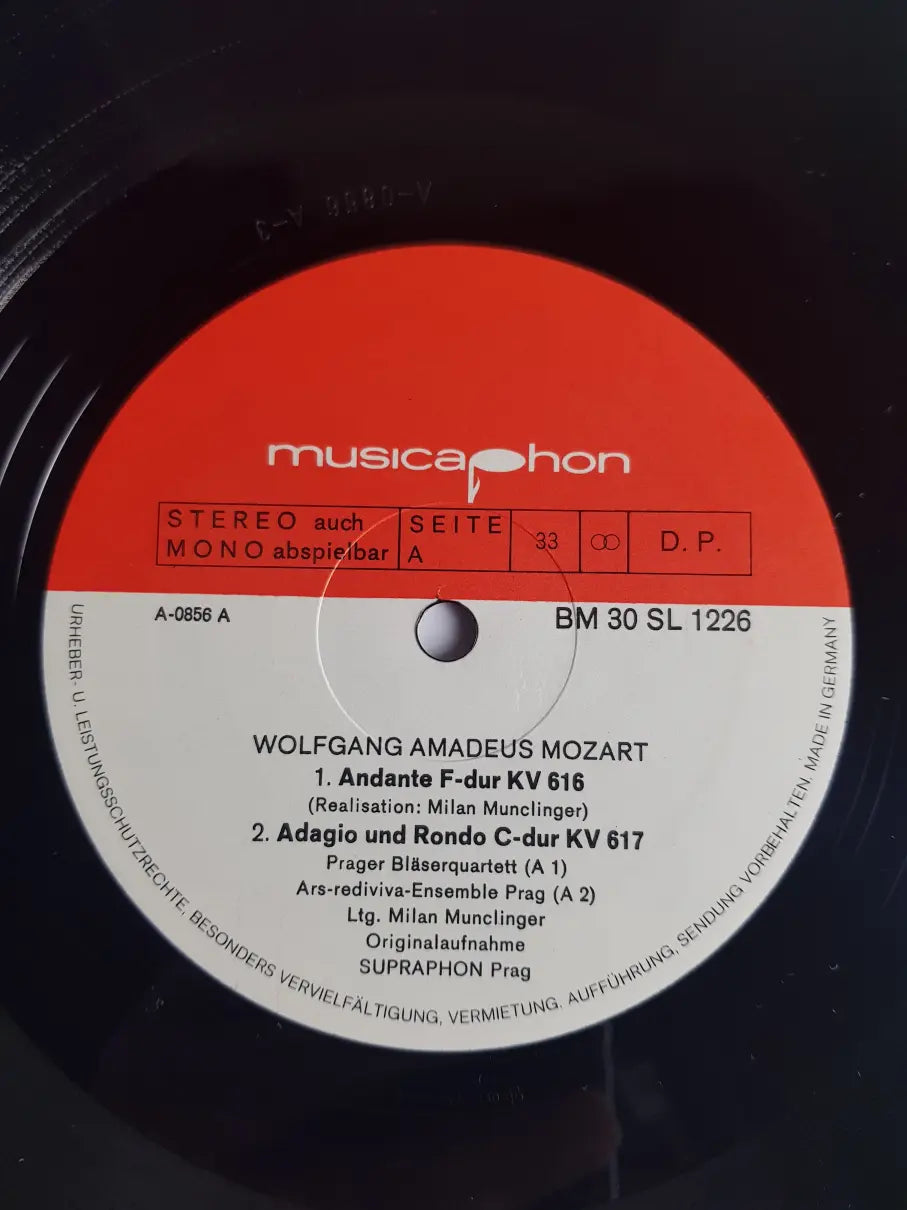 W. A. Mozart, Ars-Rediviva Ensemble, Prager Bläserquartett – Andante F-Dur KV 616 / Adagio Und Rondo C-Dur KV 616 / Adagio Und Allegro KV 594 / Fantasie F-Moll KV 608