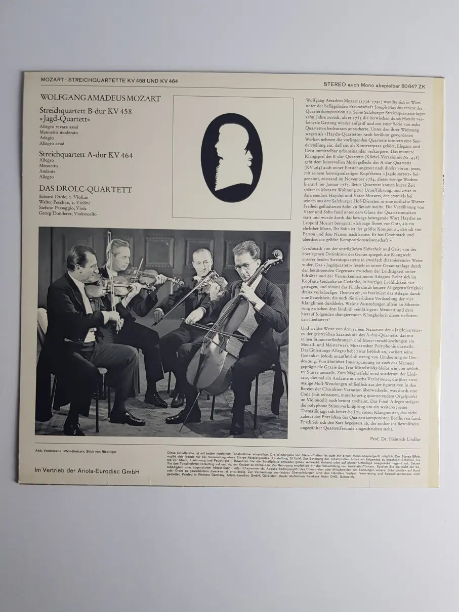Wolfgang Amadeus Mozart, The Drolc Quartet – Streichquartett B-Dur 458 ( Jagd-Quartett) - Streichquartett A-Dur KV 464