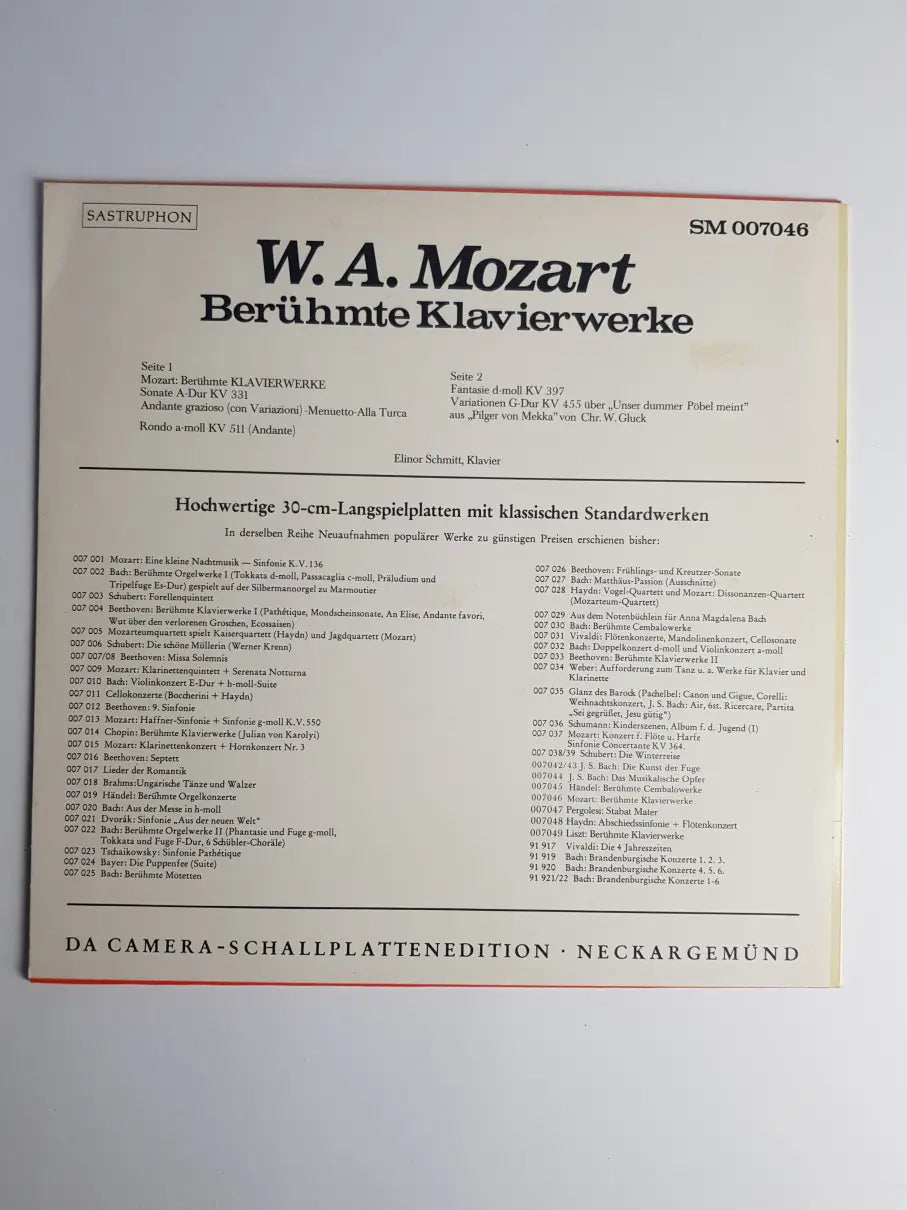 W. A. Mozart, Elinor Schmitt – Berühmte Klavierwerke
