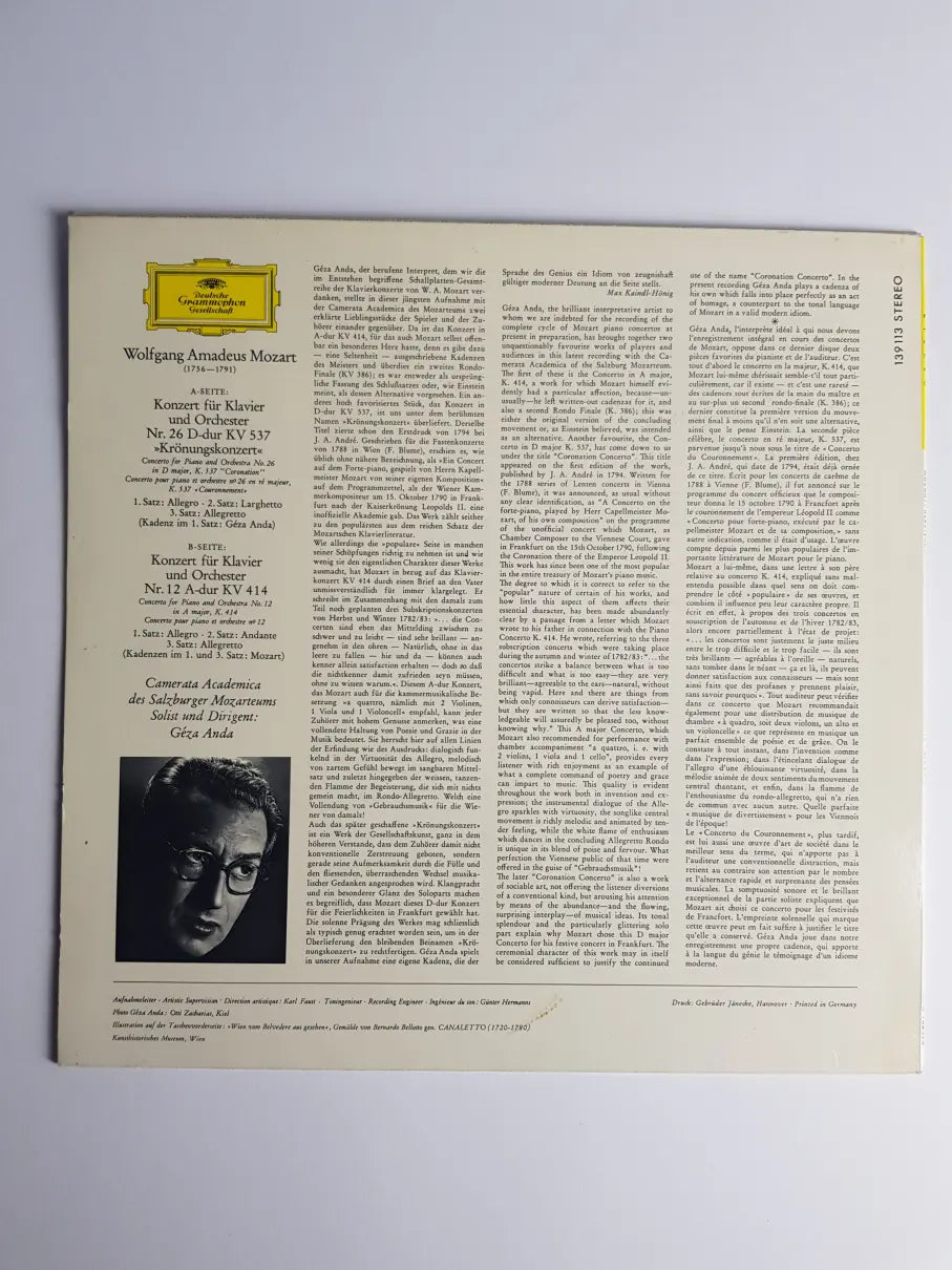 Mozart, Géza Anda ∙ Salzburg Camerata Academica – Piano Concerto No. 26, K. 537 "Coronation" / Piano Concerto No. 12, K. 414