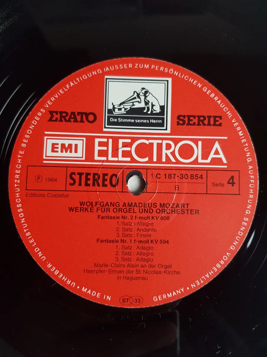 Wolfgang Amadeus Mozart, Marie-Claire Alain, Orchestre De Chambre Jean-François Paillard – Werke Für Orgel Und Orchester