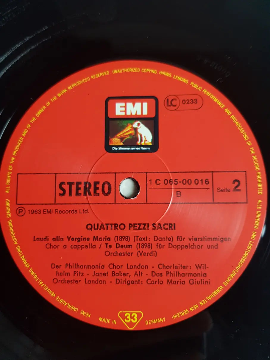 Giuseppe Verdi - Philharmonia Orchester London, Philharmonia Chor, Carlo Maria Giulini, Janet Baker – Quattro Pezzi Sacri