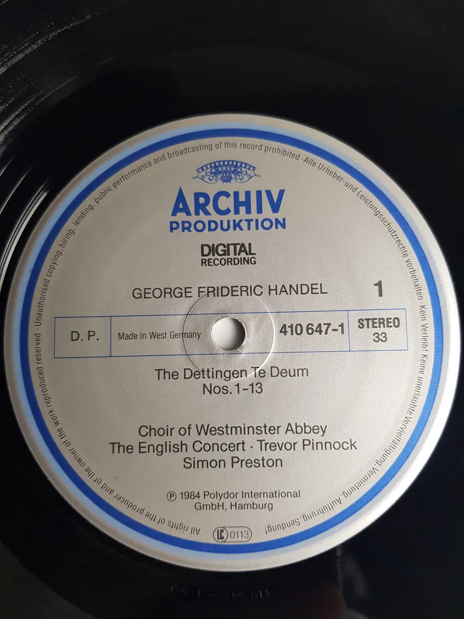 George Frideric Handel - Choir Of Westminster Abbey, The English Concert, Trevor Pinnock, Simon Preston – Dettingen Te Deum - Dettingen Anthem