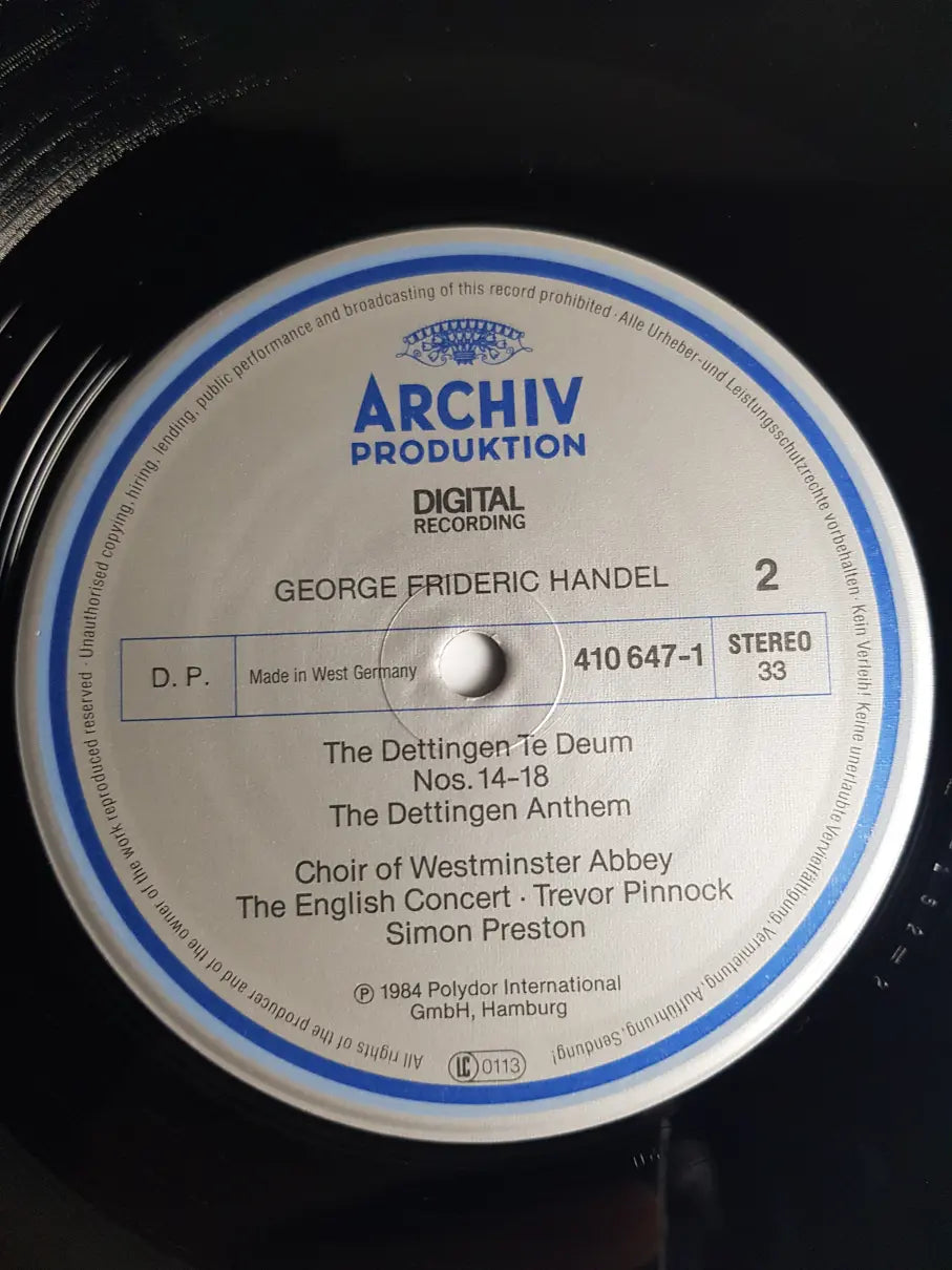 George Frideric Handel - Choir Of Westminster Abbey, The English Concert, Trevor Pinnock, Simon Preston – Dettingen Te Deum - Dettingen Anthem