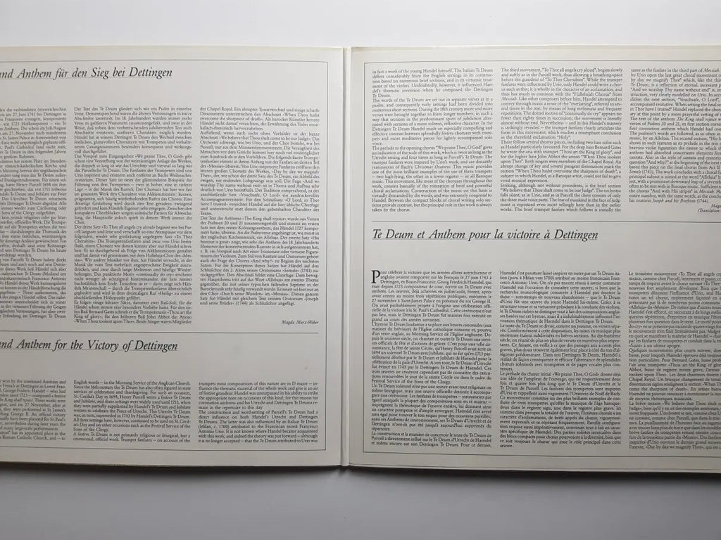 George Frideric Handel - Choir Of Westminster Abbey, The English Concert, Trevor Pinnock, Simon Preston – Dettingen Te Deum - Dettingen Anthem
