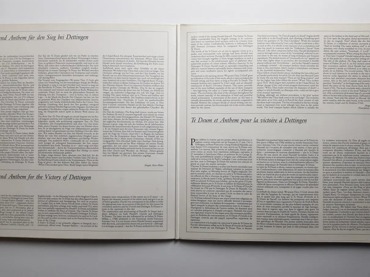 George Frideric Handel - Choir Of Westminster Abbey, The English Concert, Trevor Pinnock, Simon Preston – Dettingen Te Deum - Dettingen Anthem