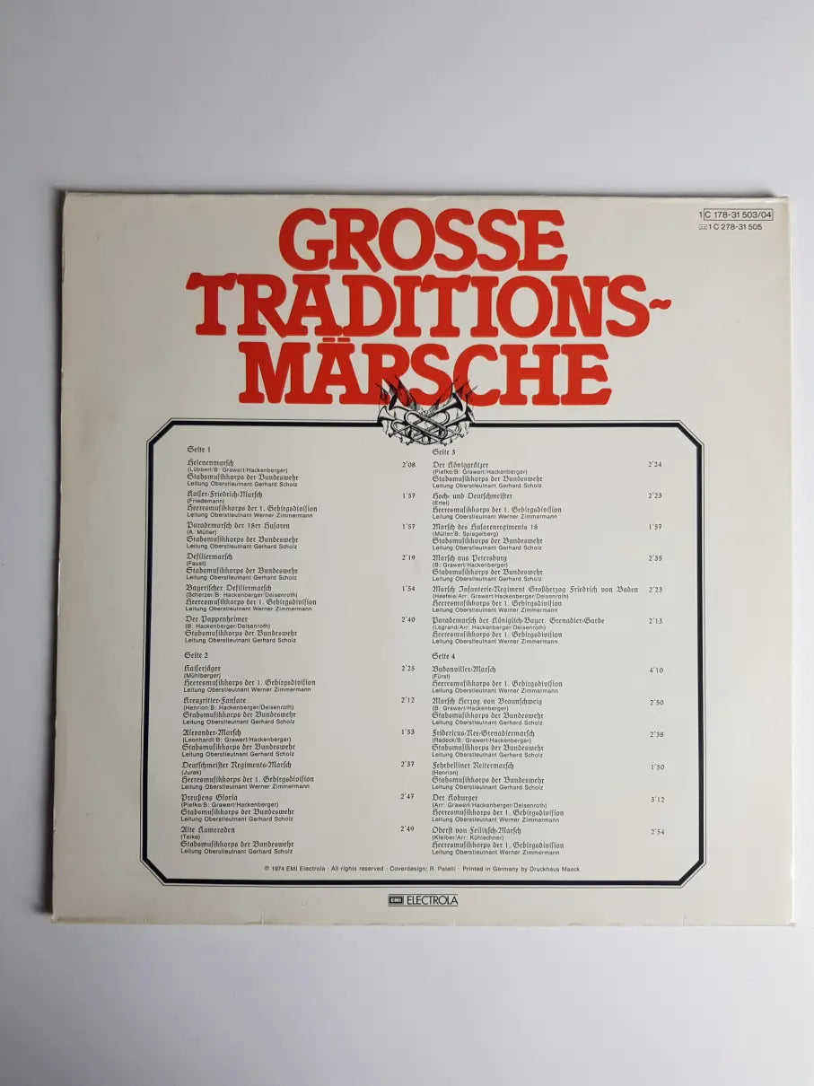 Stabsmusikkorps Der Bundeswehr , Leitung: Oberstleutnant Gerhard Scholz, Heeresmusikkorps Der 1. Gebirgsdivision , Leitung: Oberstleutnant Werner Zimmermann – Große Traditionsmärsche