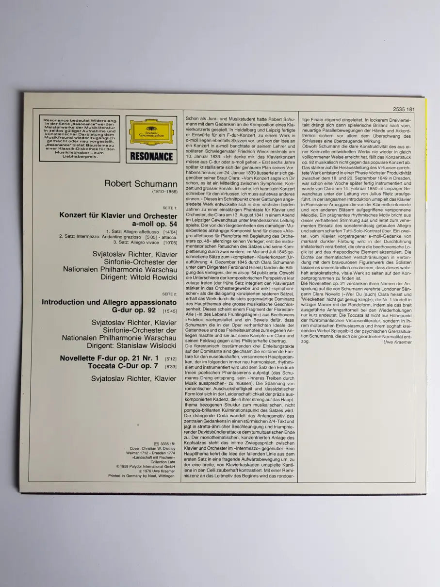 Sviatoslav Richter - Robert Schumann – Klavierkonzert A-Moll / Konzertstück G-Dur