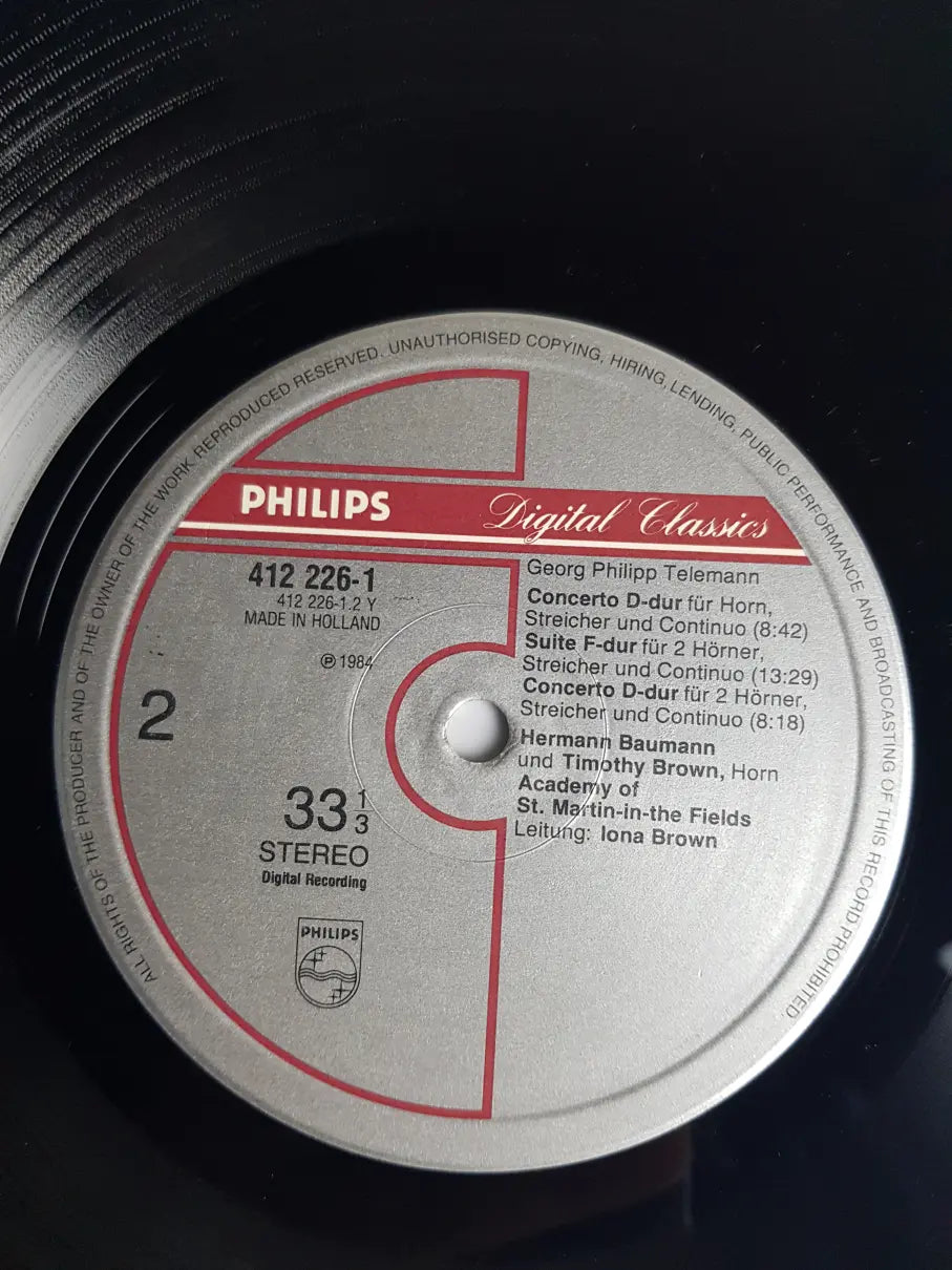 Telemann, Hermann Baumann, Timothy Brown, Nicholas Hill, The Academy Of St. Martin-in-the-Fields, Iona Brown – Horn Concertos