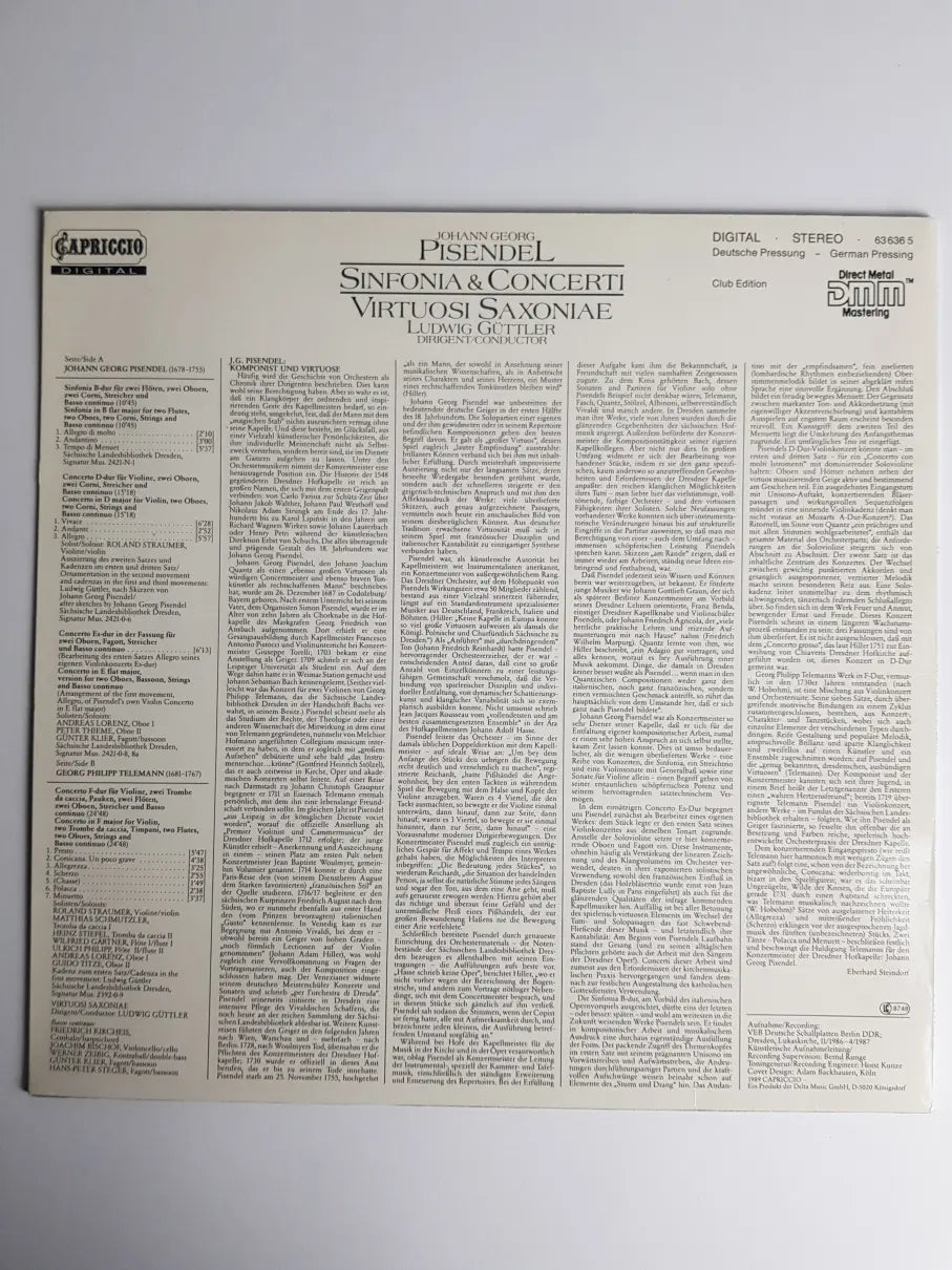 Johann Georg Pisendel, Virtuosi Saxoniae, Ludwig Güttler – Sinfonia & Concerti