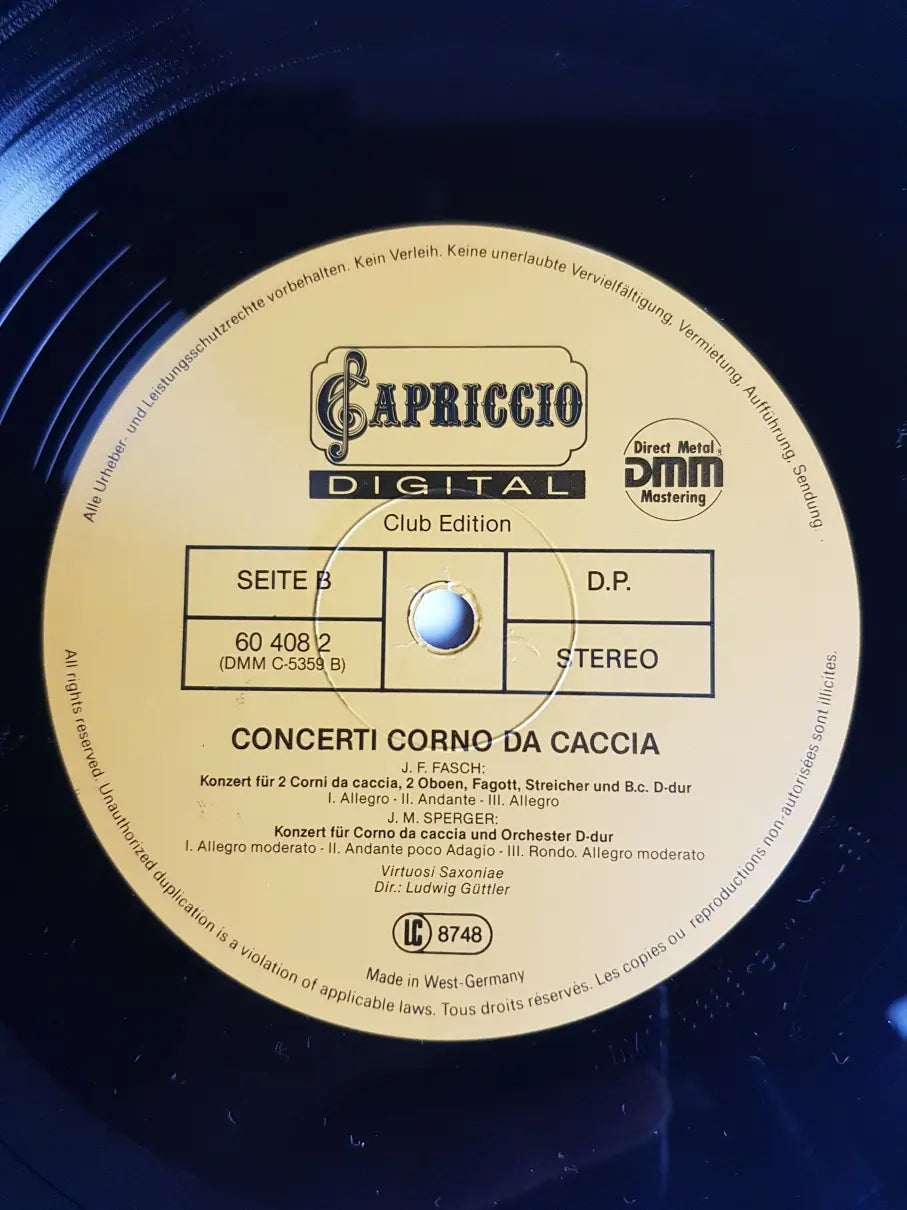 Ludwig Güttler, Virtuosi Saxoniae - Fasch, Vivaldi, Zelenka, Sperger, Rathgeber – Concerti Corno Da Caccia