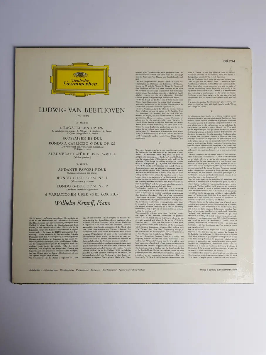 Beethoven, Wilhelm Kempff – Bagatelles