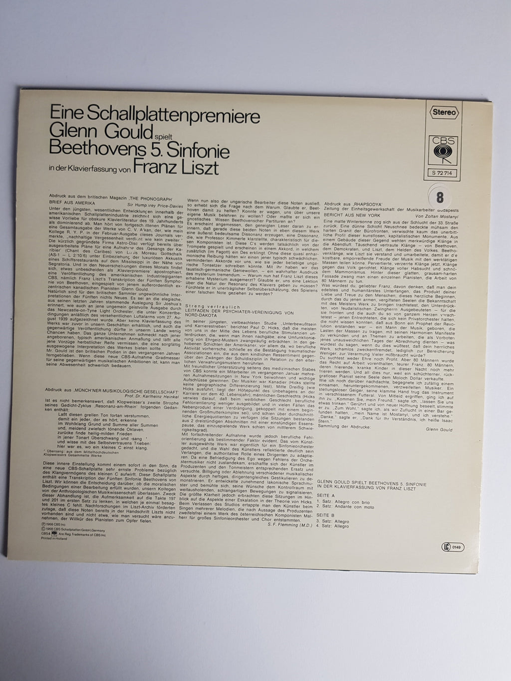 Ludwig van Beethoven - Glenn Gould, Franz Liszt – Eine Schallplattenpremiere - Glenn Gould Spielt Beethovens 5. Sinfonie In Der Klavierfassung Von Franz Liszt