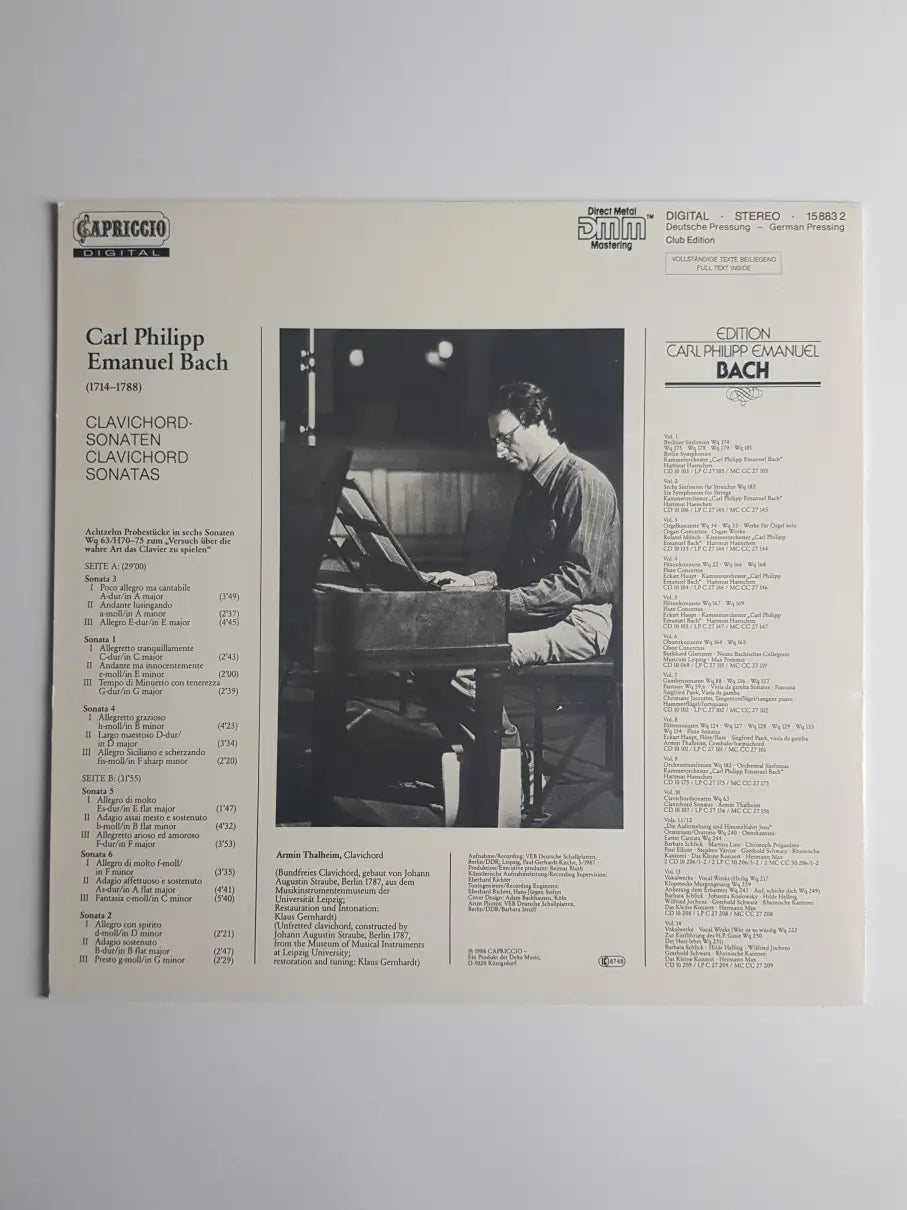 Carl Philipp Emanuel Bach, Armin Thalheim – Clavichord-Sonaten / 18 Probestücke In Sechs Sonaten Zum Versuch Über Die Wahre Art Das Clavier Zu Spielen / WQ 63