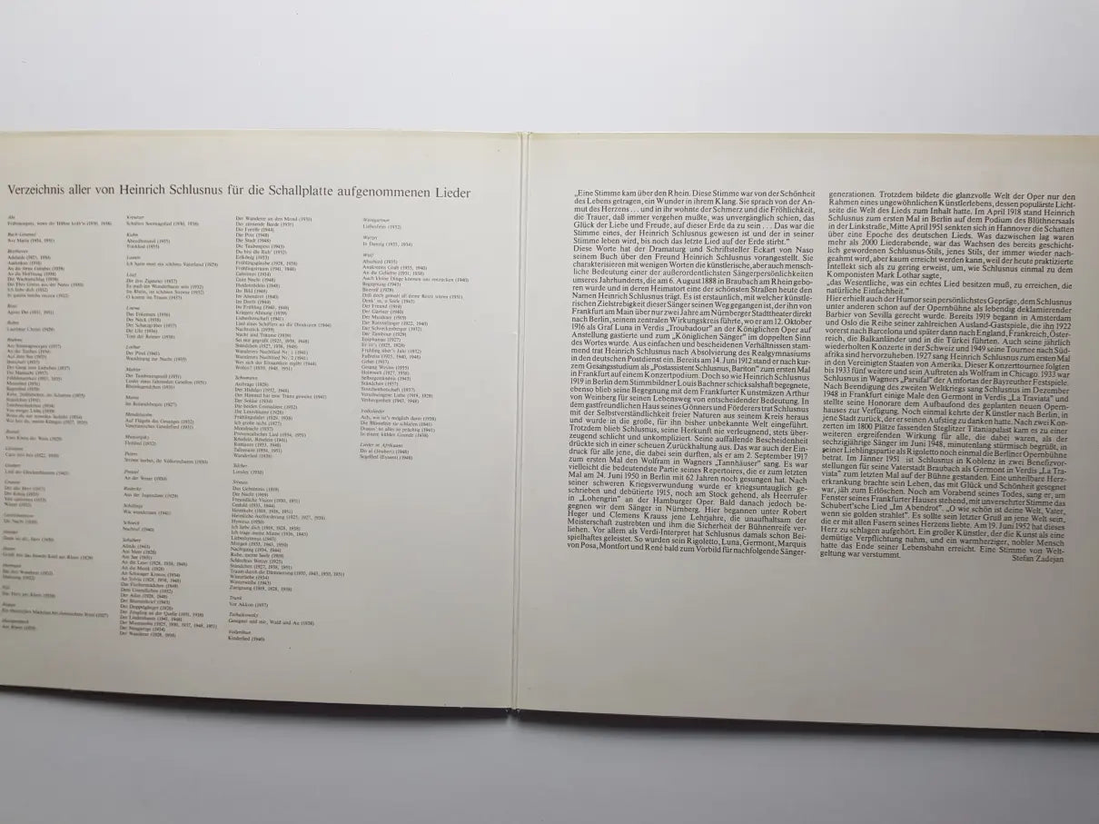 Heinrich Schlusnus, Franz Rupp – Liederalbum