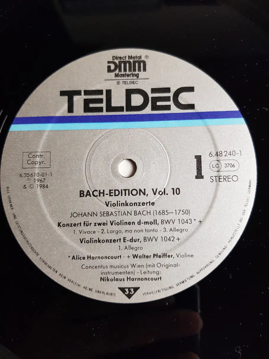 J. S. Bach - Alice Harnoncourt, Walter Pfeiffer, Jürg Schaeftlein - Concentus musicus Wien, Nikolaus Harnoncourt – 6 Violinkonzerte = Violin Concertos = Concertos Pour Violon