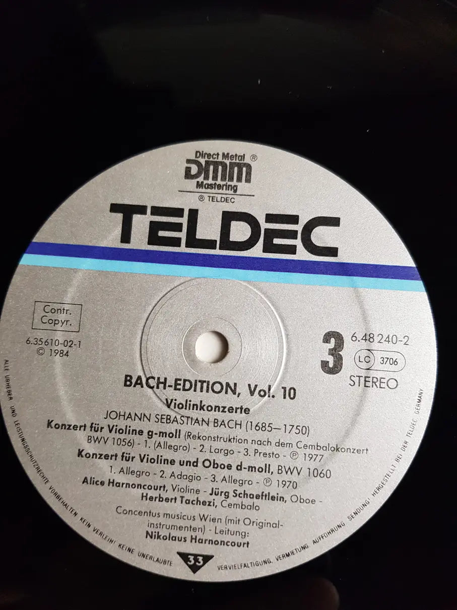 J. S. Bach - Alice Harnoncourt, Walter Pfeiffer, Jürg Schaeftlein - Concentus musicus Wien, Nikolaus Harnoncourt – 6 Violinkonzerte = Violin Concertos = Concertos Pour Violon