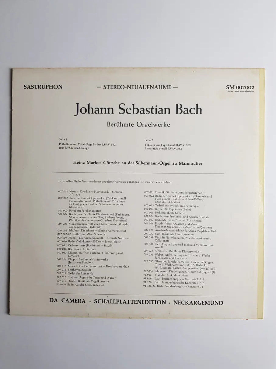 J. S. Bach, Heinz Markus Göttsche – Berühmte Orgelwerke (Heinz Markus Göttsche An Der Silbermann-Orgel Zu Marmoutier)