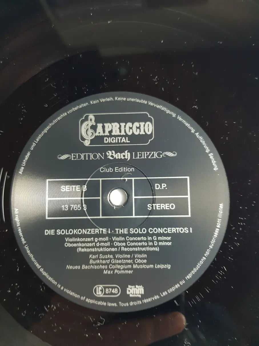 Johann Sebastian Bach • Christine Schornsheim , Orgel = Organ • Karl Suske , Violine = Violin • Burkhard Glaetzner , Oboe • Neues Bachisches Collegium Musicum Leipzig • Max Pommer – Die Solokonzerte