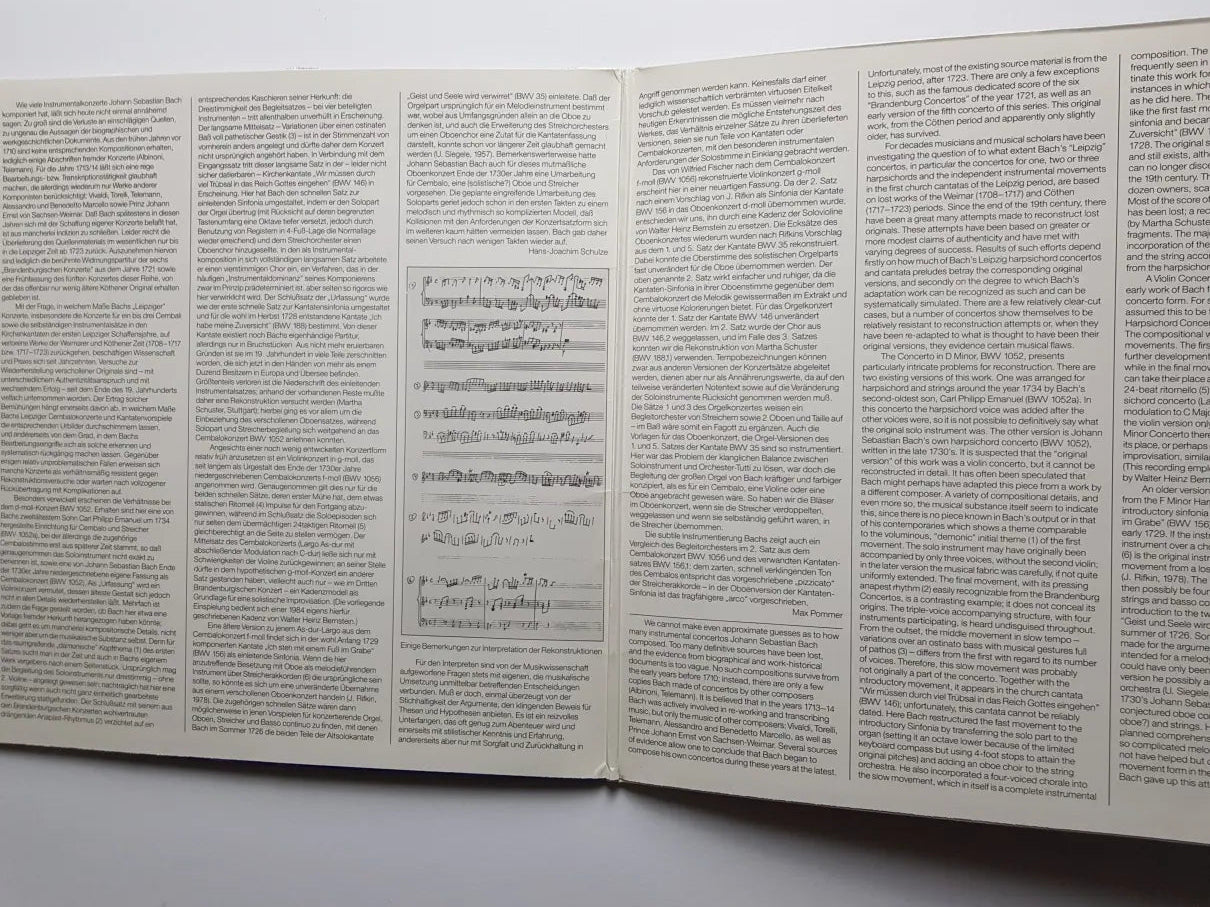 Johann Sebastian Bach • Christine Schornsheim , Orgel = Organ • Karl Suske , Violine = Violin • Burkhard Glaetzner , Oboe • Neues Bachisches Collegium Musicum Leipzig • Max Pommer – Die Solokonzerte