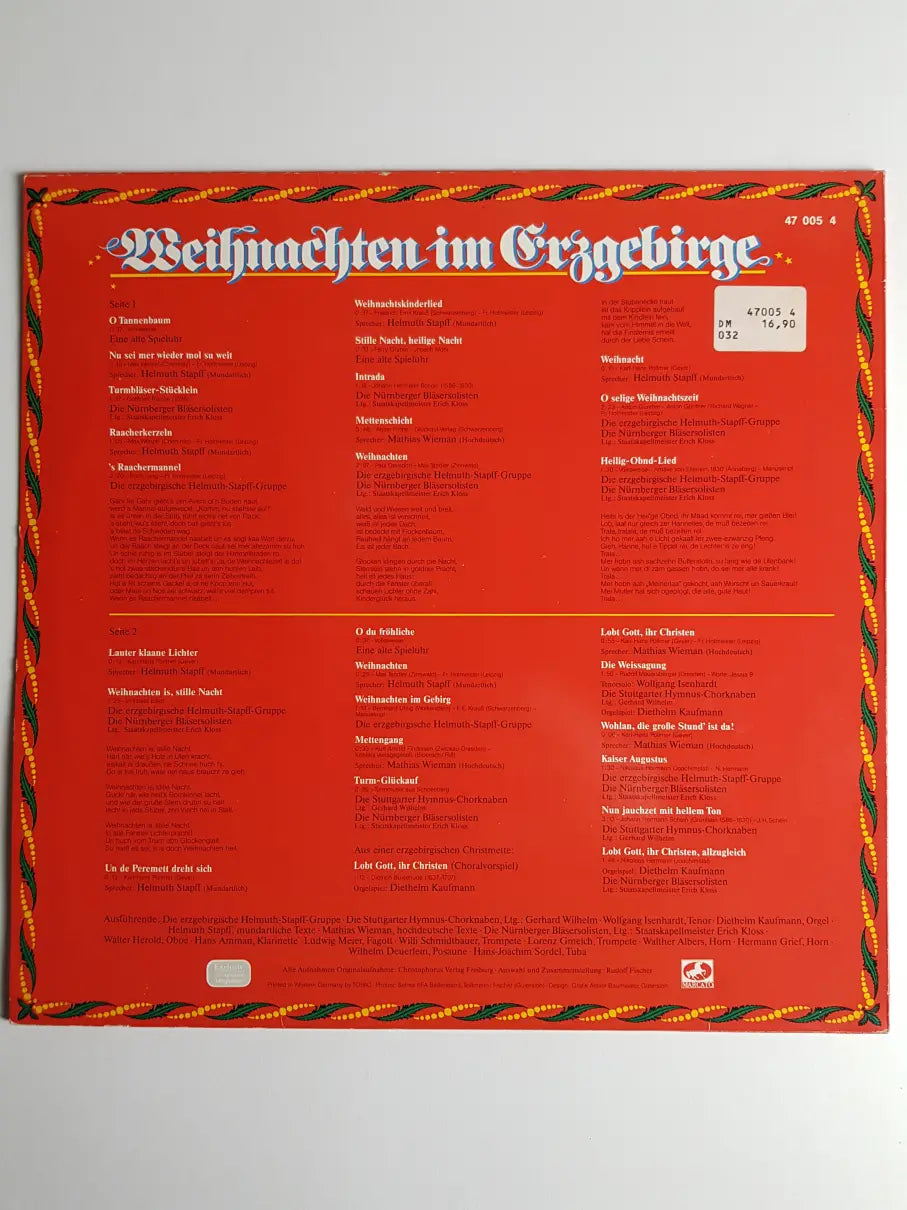 Die Erzgebirgische Helmuth-Stapff-Gruppe, Die Stuttgarter Hymnus-Chorknaben Sprecher: Mathias Wieman – Weihnachten Im Erzgebirge