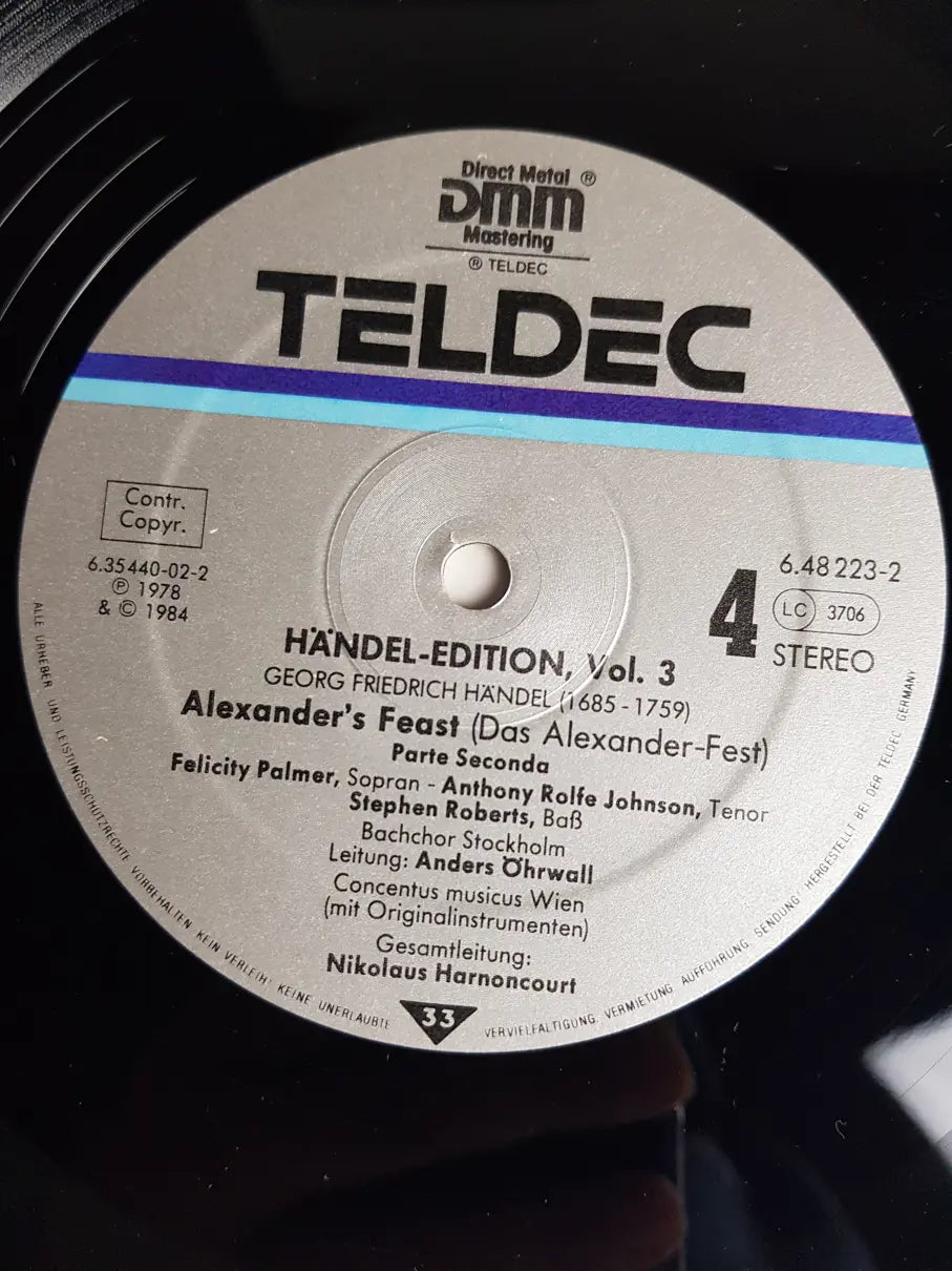 G.F.Händel, Felicity Palmer, Anthony Rolfe Johnson, Stephen Roberts, Bachchor Stockholm, Concentus Musicus Wien, Nikolaus Harnoncourt – Alexander's Feast