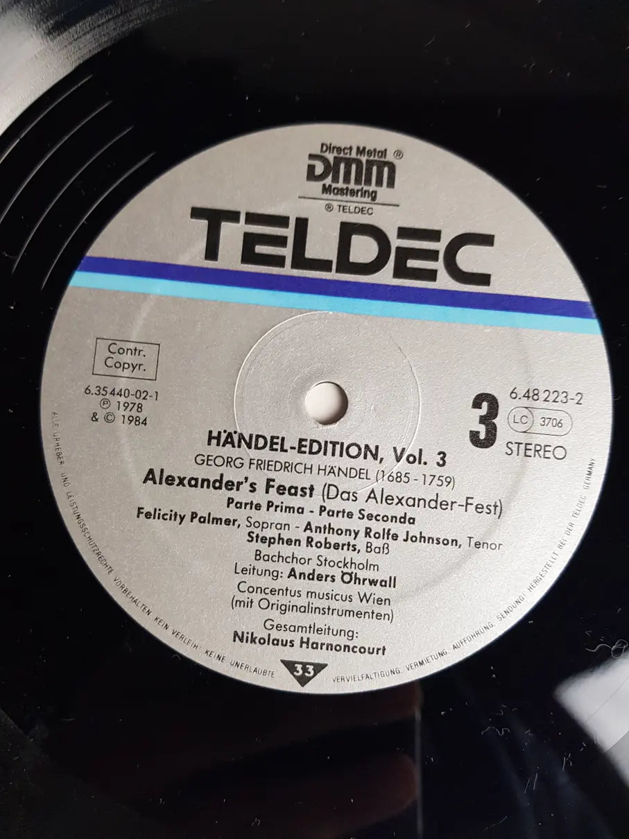 G.F.Händel, Felicity Palmer, Anthony Rolfe Johnson, Stephen Roberts, Bachchor Stockholm, Concentus Musicus Wien, Nikolaus Harnoncourt – Alexander's Feast