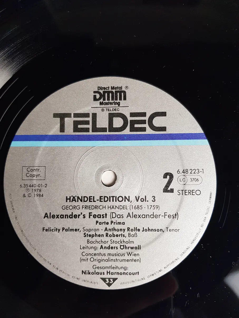 G.F.Händel, Felicity Palmer, Anthony Rolfe Johnson, Stephen Roberts, Bachchor Stockholm, Concentus Musicus Wien, Nikolaus Harnoncourt – Alexander's Feast
