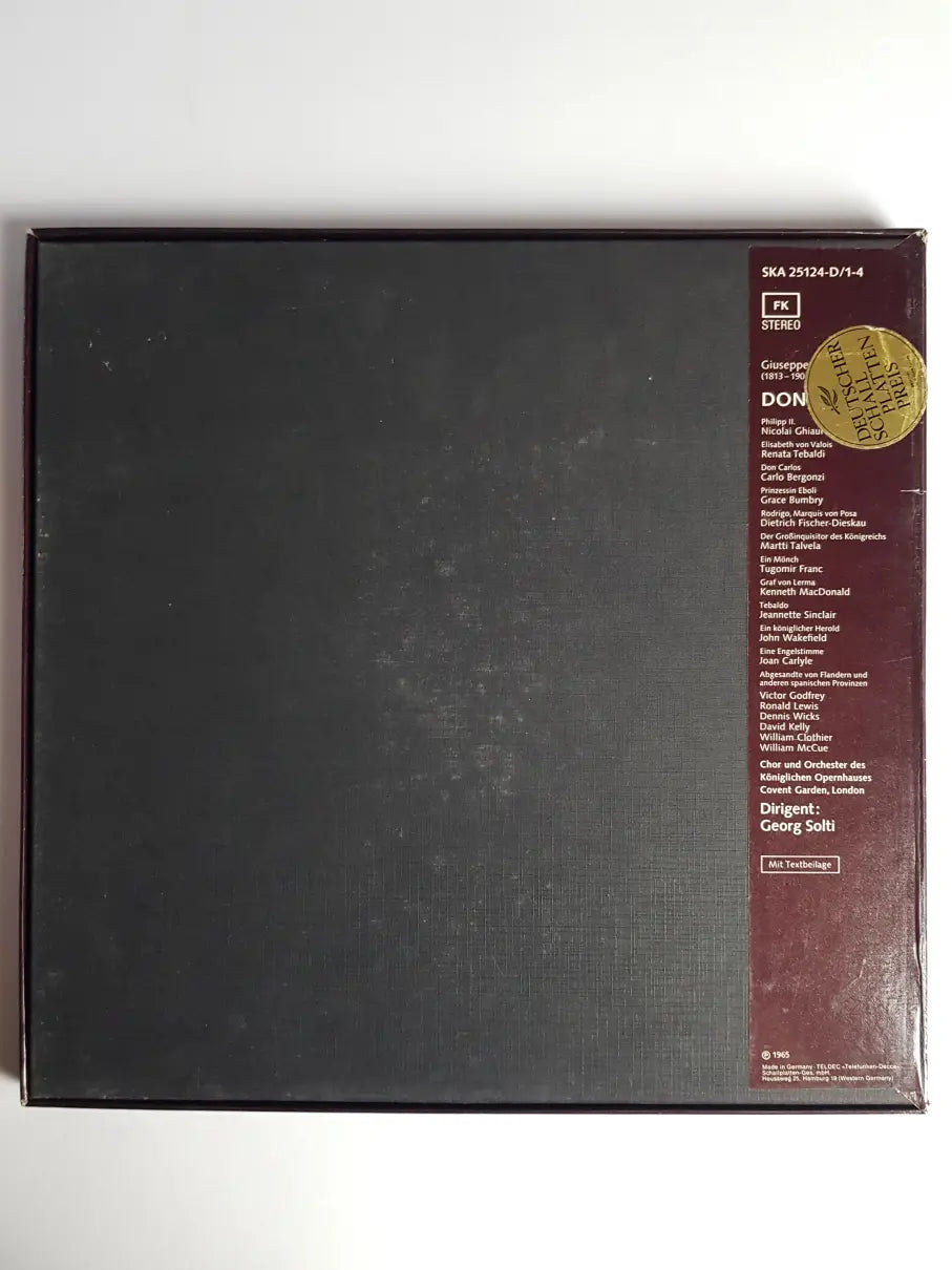Giuseppe Verdi, Renata Tebaldi, Carlo Bergonzi, Dietrich Fischer-Dieskau, Nicolai Ghiaurov, Grace Bumbry, Chor Und Orchester Des Königlichen Opernhauses Covent Garden, Georg Solti ‎– Don Carlos