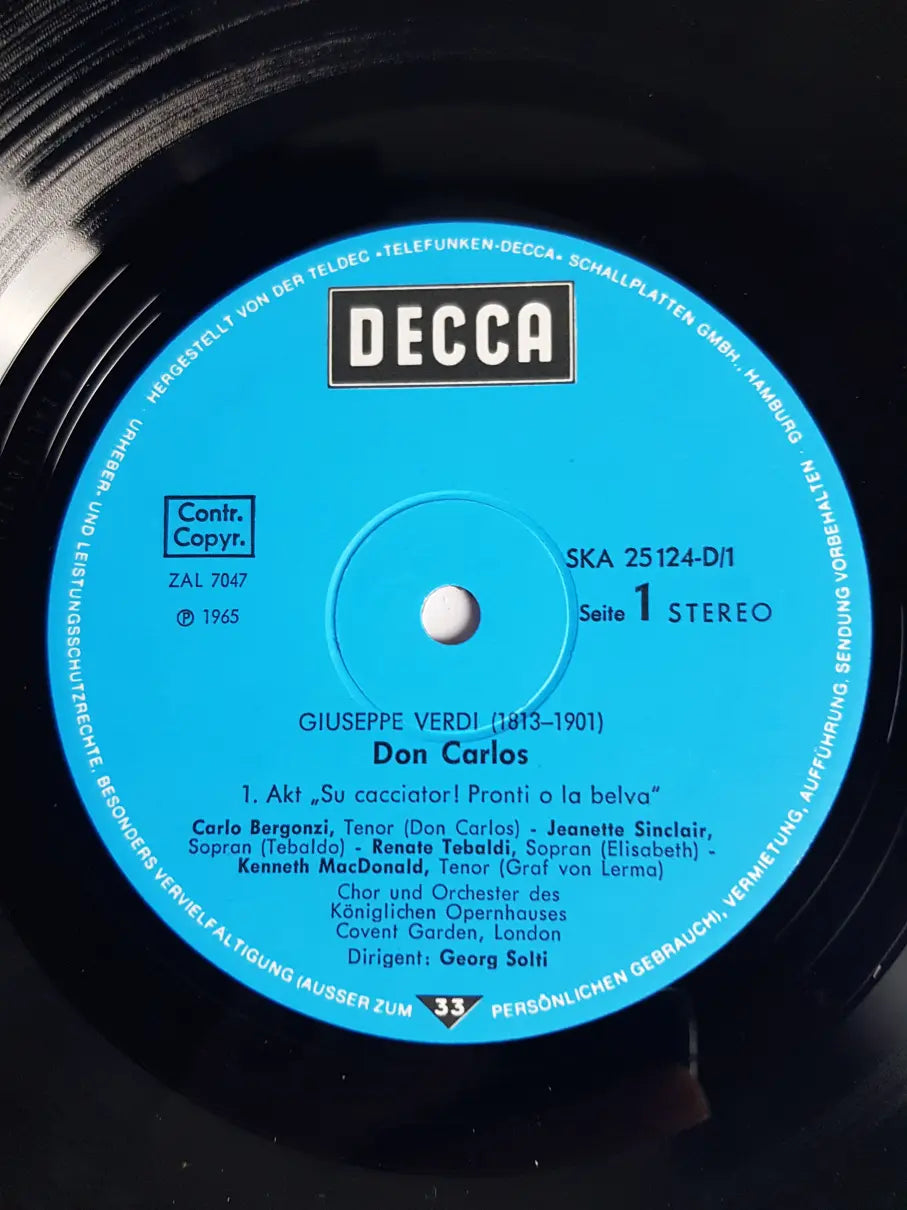 Giuseppe Verdi, Renata Tebaldi, Carlo Bergonzi, Dietrich Fischer-Dieskau, Nicolai Ghiaurov, Grace Bumbry, Chor Und Orchester Des Königlichen Opernhauses Covent Garden, Georg Solti ‎– Don Carlos