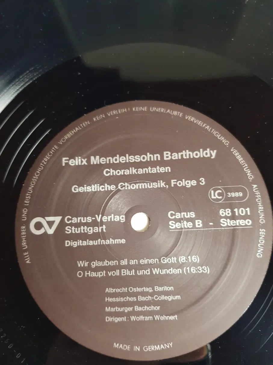 Felix Mendelssohn-Bartholdy - Albrecht Ostertag, Hessisches Bach-Collegium, Marburger Bachchor Dirigent Wolfram Wehnert – Choralkantaten